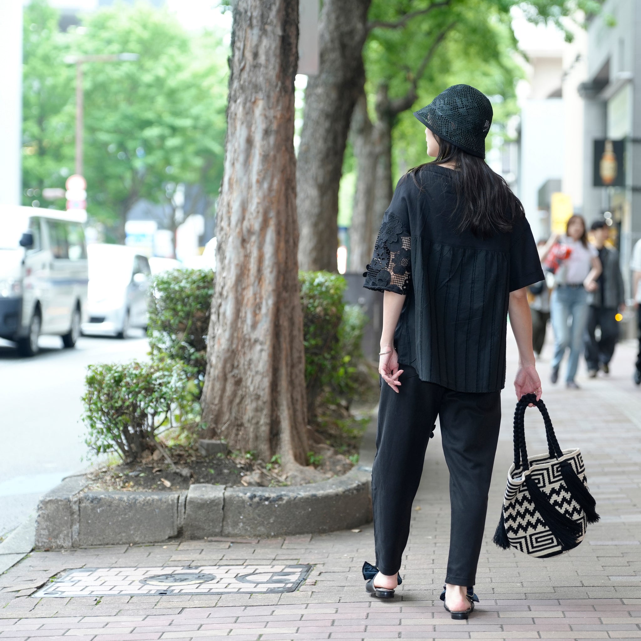 BSD25SS-17_Black | Flower Lace Relax Pants | Color:Black【BEDSIDEDRAMA_ベッドサイドドラマ】