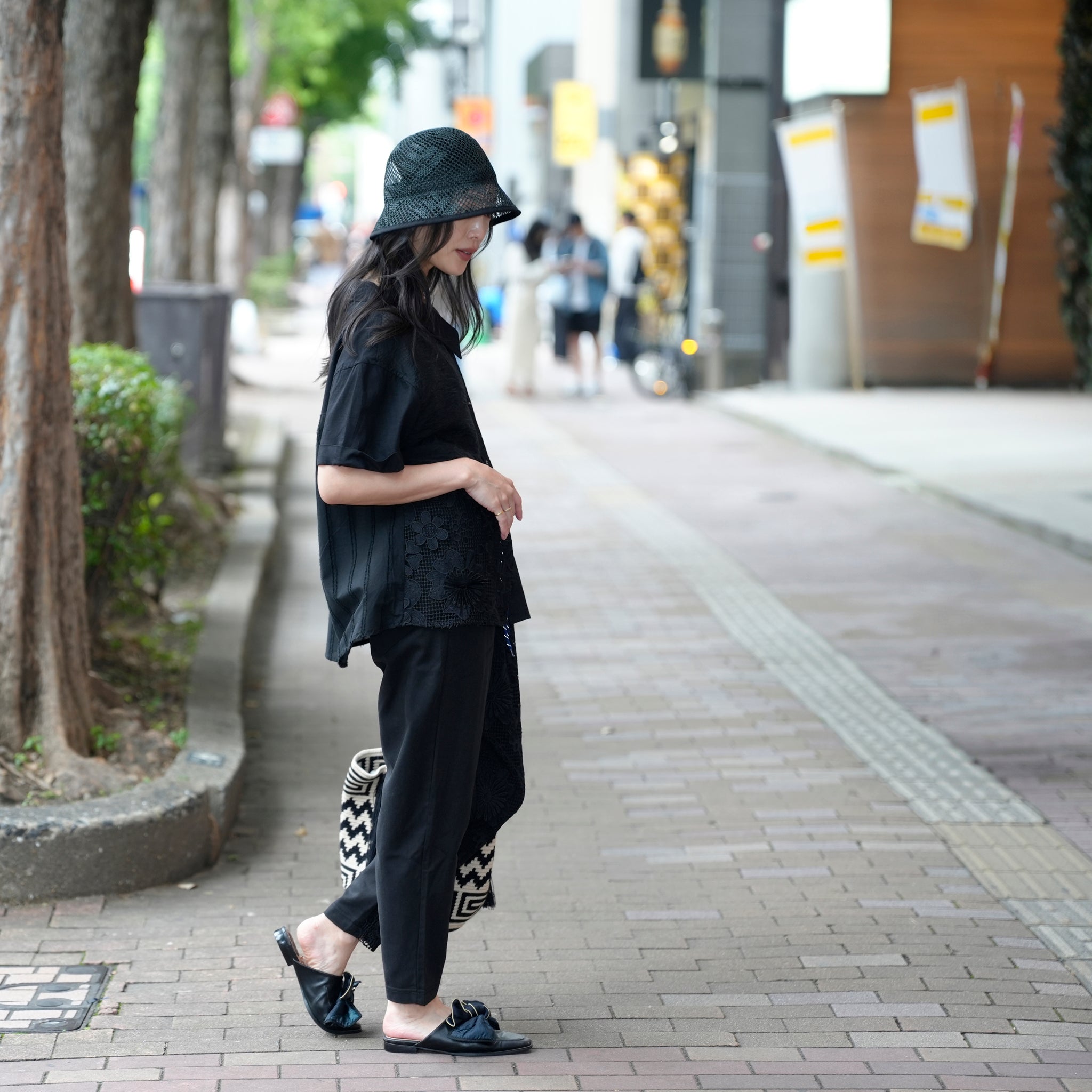 BSD25SS-17_Black | Flower Lace Relax Pants | Color:Black【BEDSIDEDRAMA_ベッドサイドドラマ】