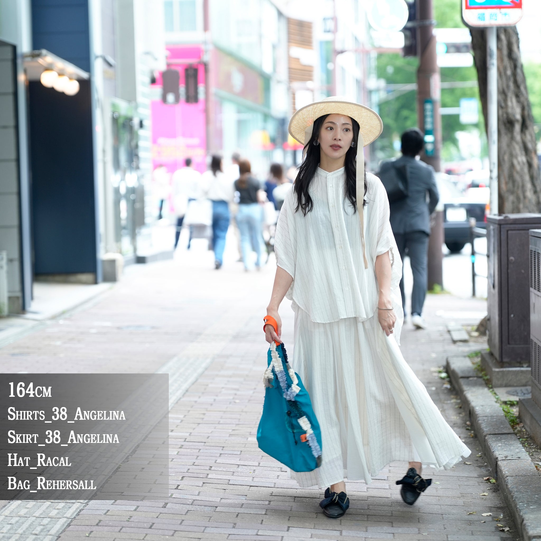 25163-4309P_off white | ストライプポンチョシャツ | Color:Off White【ANGELINA_アンジェリーナ】【archive】