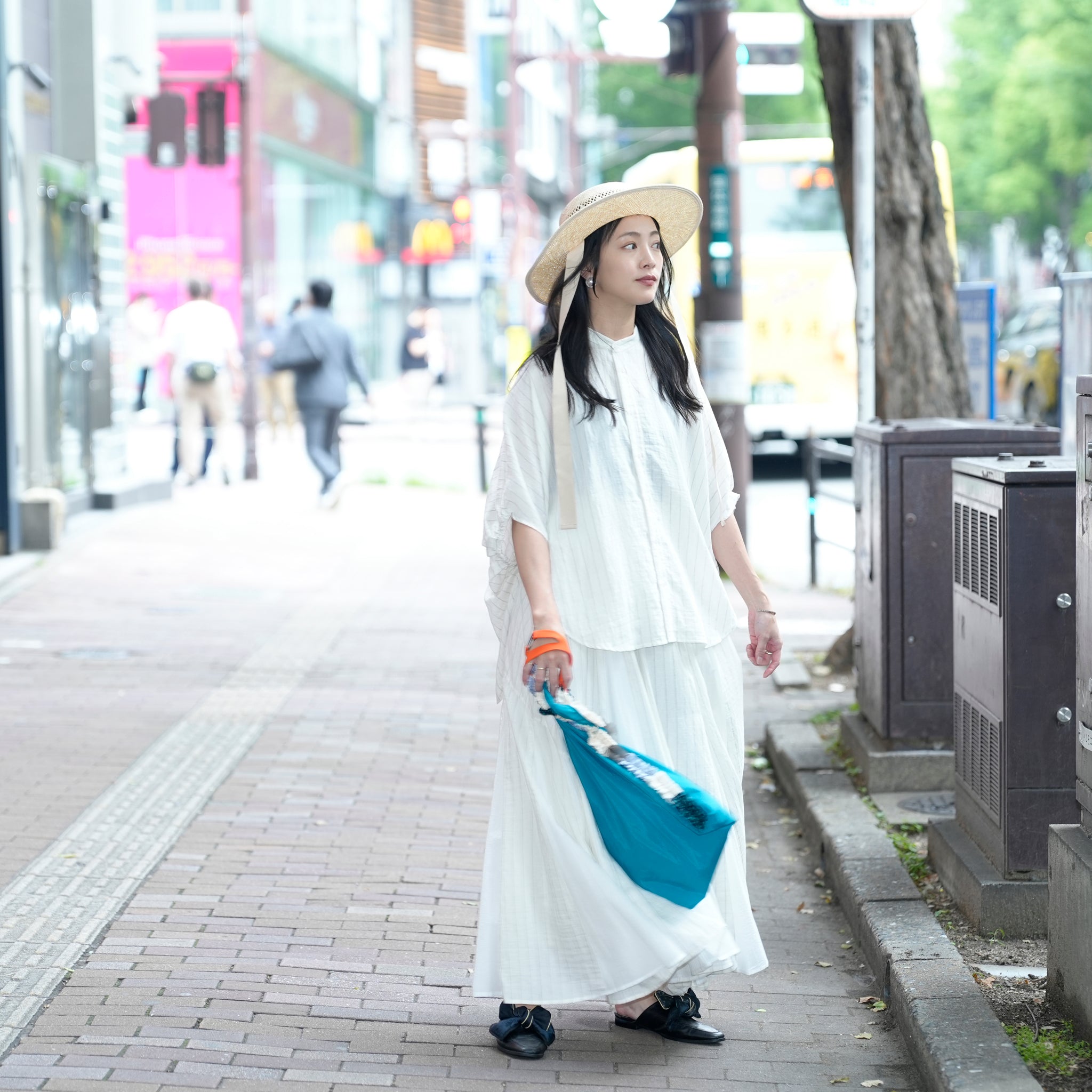 25163-4309P_off white | ストライプポンチョシャツ | Color:Off White【ANGELINA_アンジェリーナ】