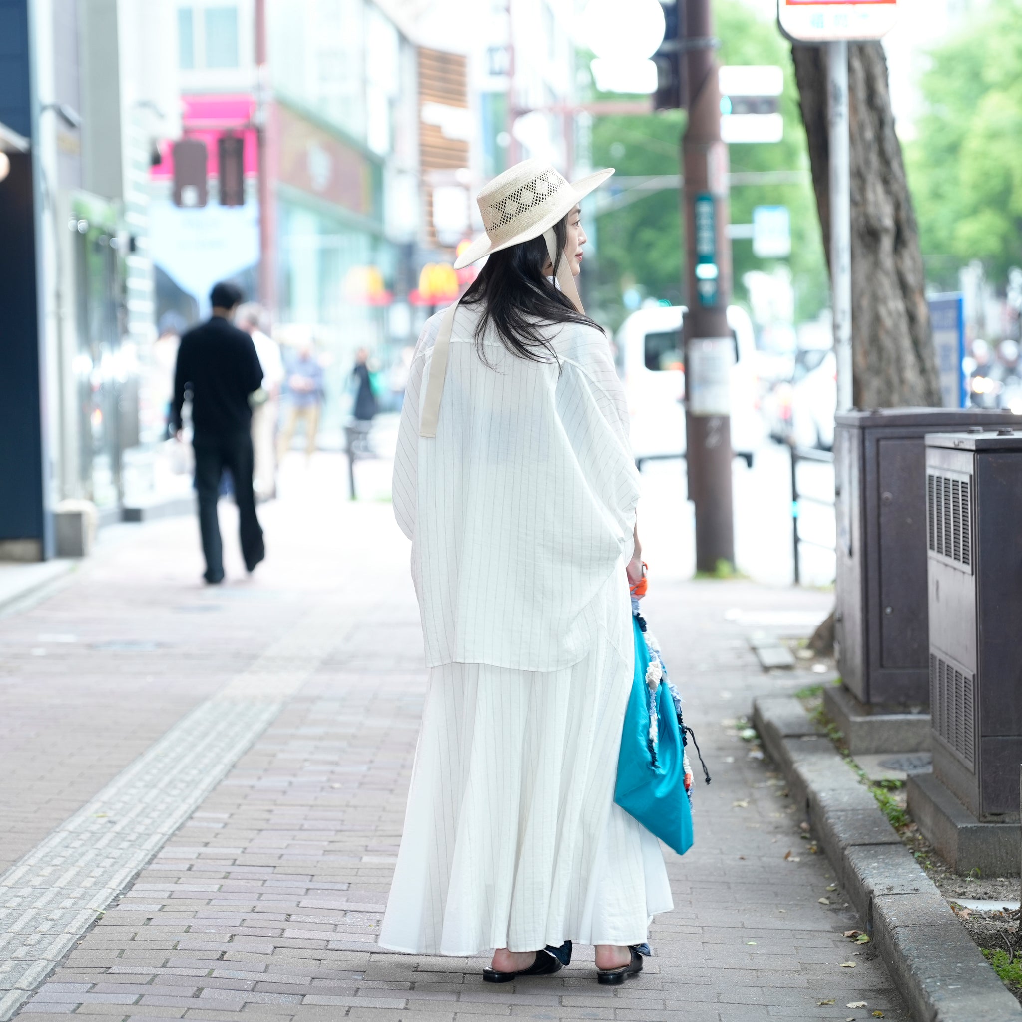 25163-8299P_off white | ストライプ切替ギャザーS/K | Color:Off White【ANGELINA_アンジェリーナ】