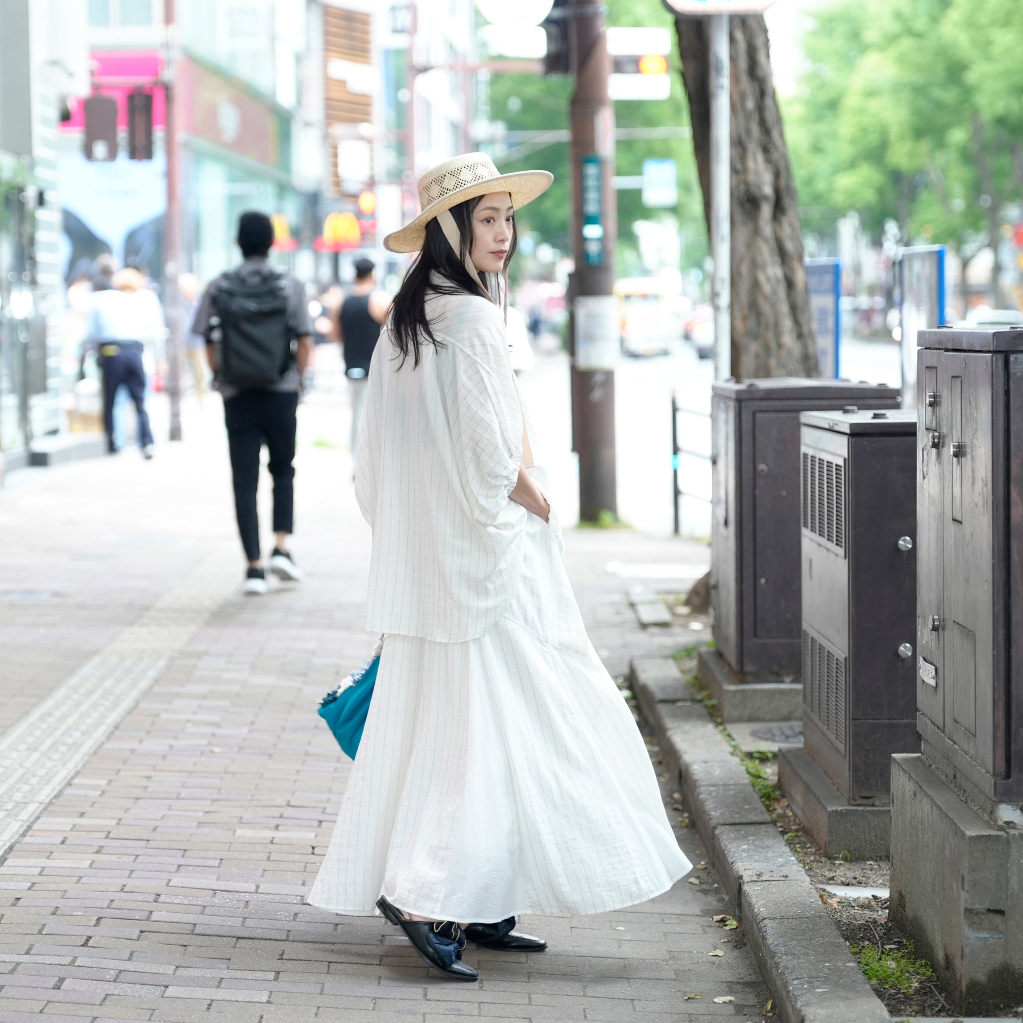 25163-4309P_off white | ストライプポンチョシャツ | Color:Off White【ANGELINA_アンジェリーナ】【archive】