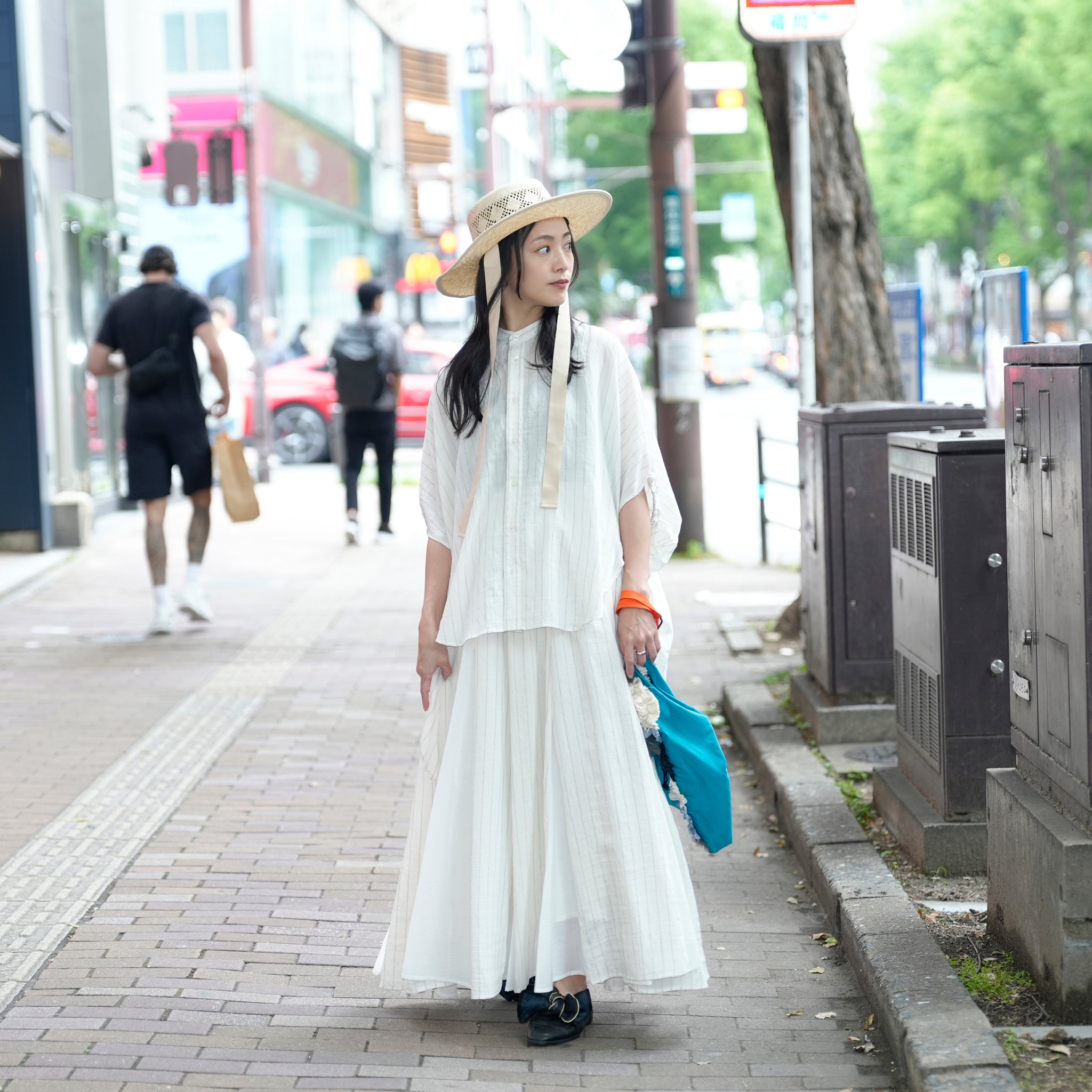 25163-4309P_off white | ストライプポンチョシャツ | Color:Off White【ANGELINA_アンジェリーナ】【archive】