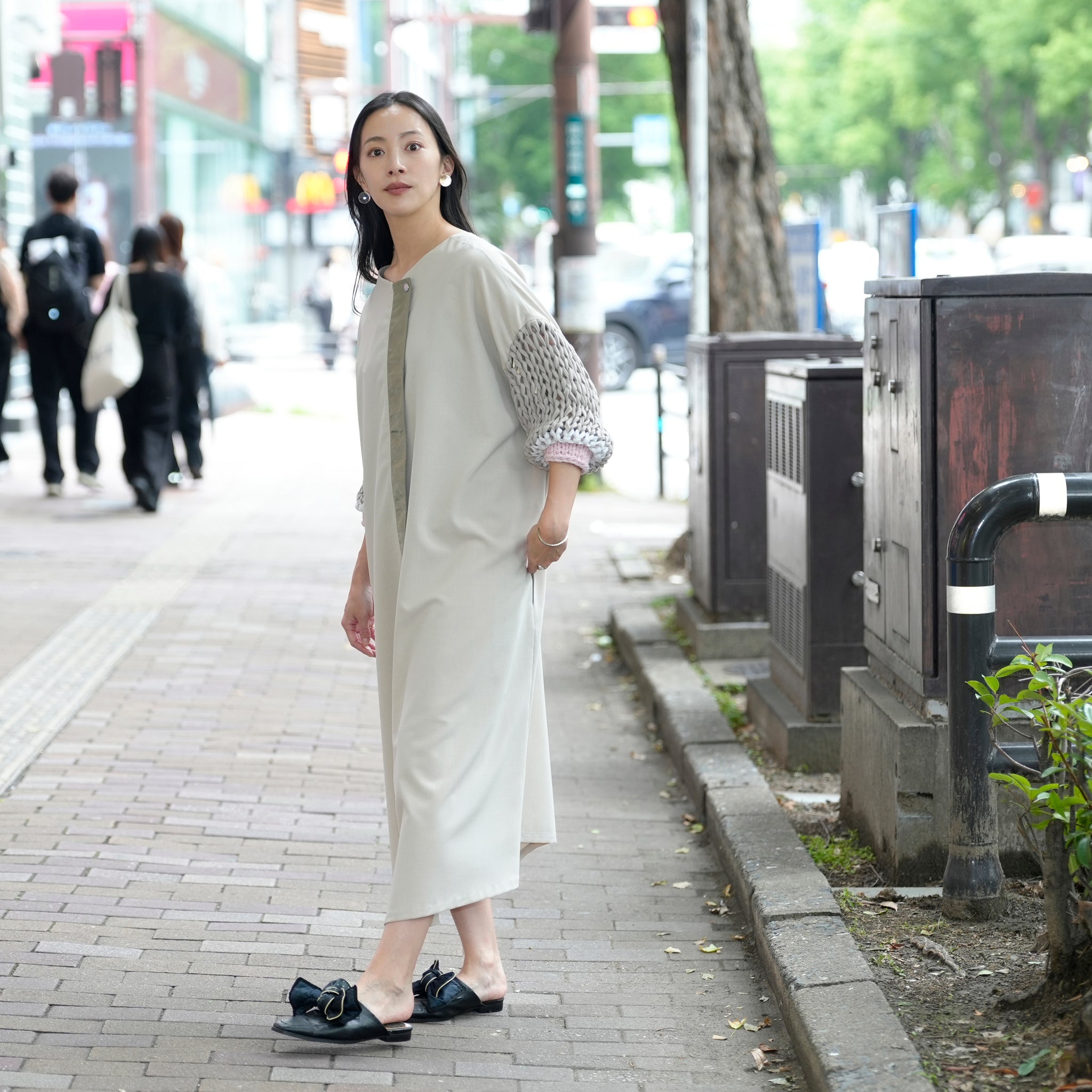 BSD25SS-02_Beige | Loose Sleeve Military One-piece | Color:Beige【BEDSIDEDRAMA_ベッドサイドドラマ】