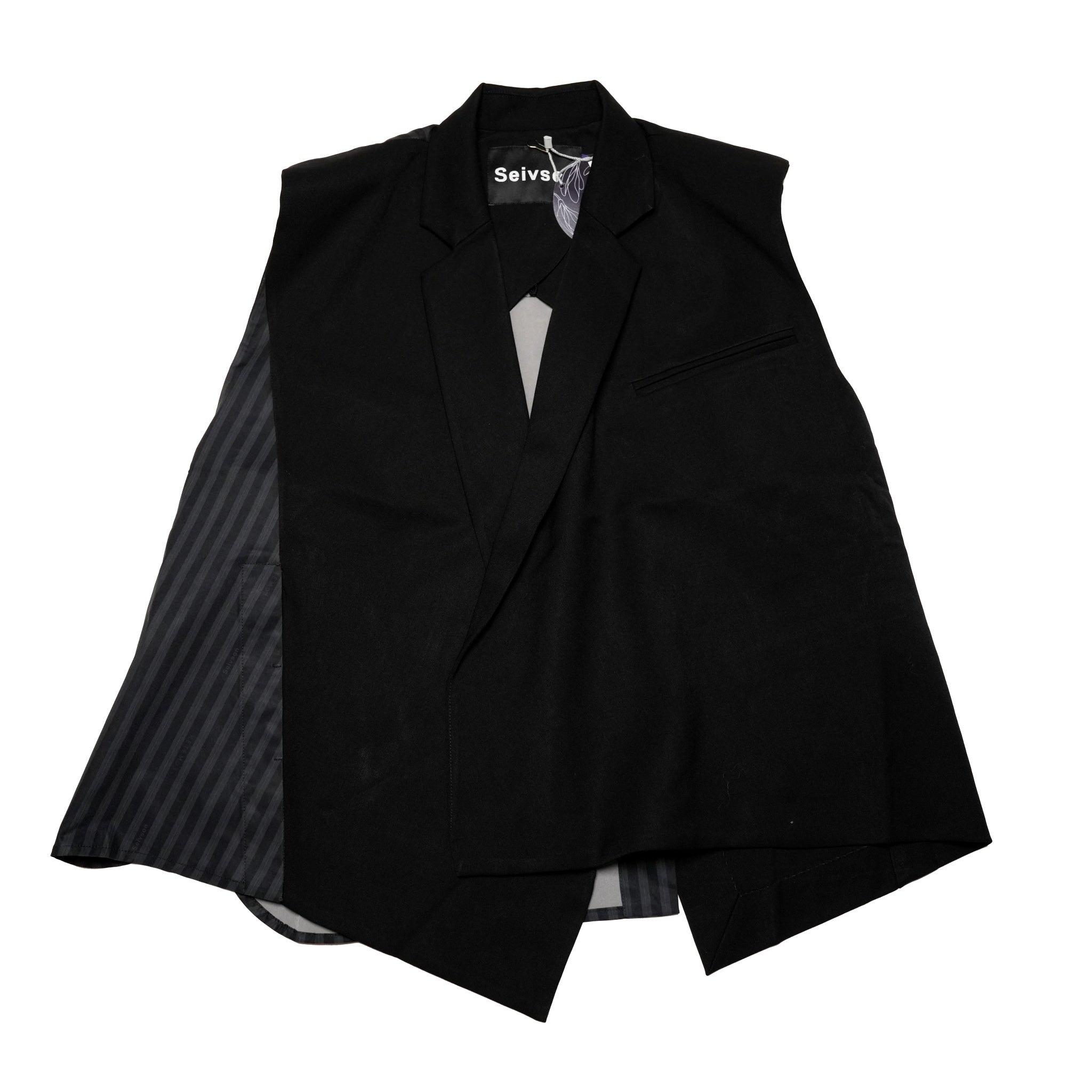 SNS24-RE-C01 | SeRE:ETA asymmetrical vest - BLACK 【SEIVSON_セイブソン】
