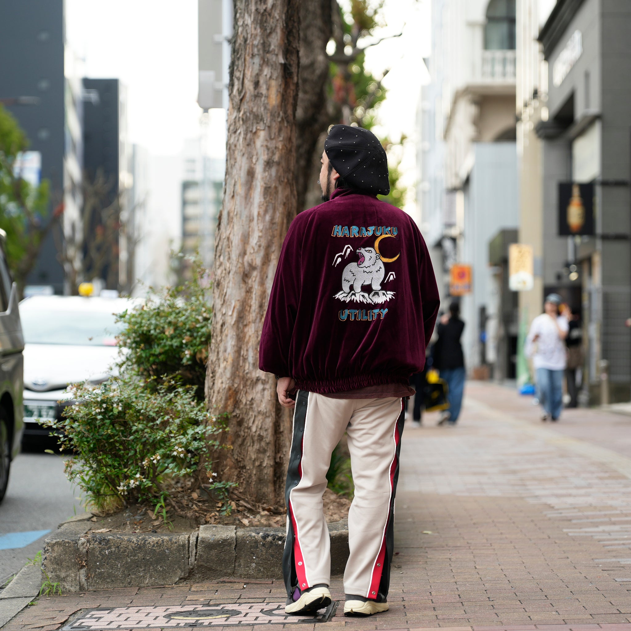 ef404-08 | Suka velour high neck jacket | Color:Wine/Green【EFFECTEN_エフェクテン】