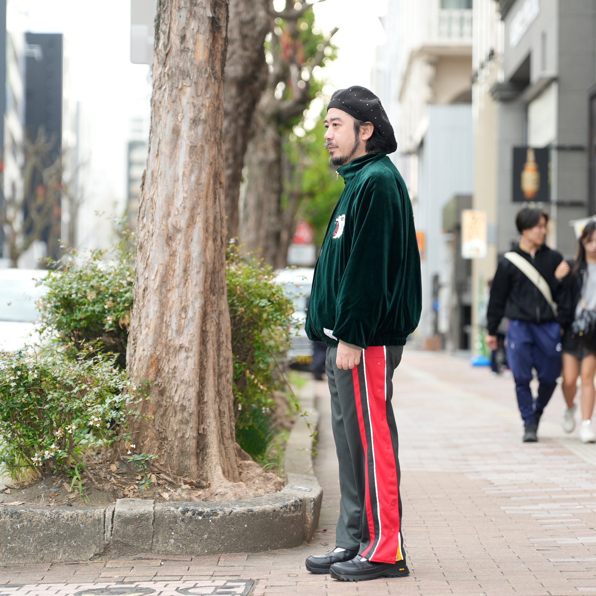 ef404-08 | Suka velour high neck jacket | Color:Wine/Green【EFFECTEN_エフェクテン】