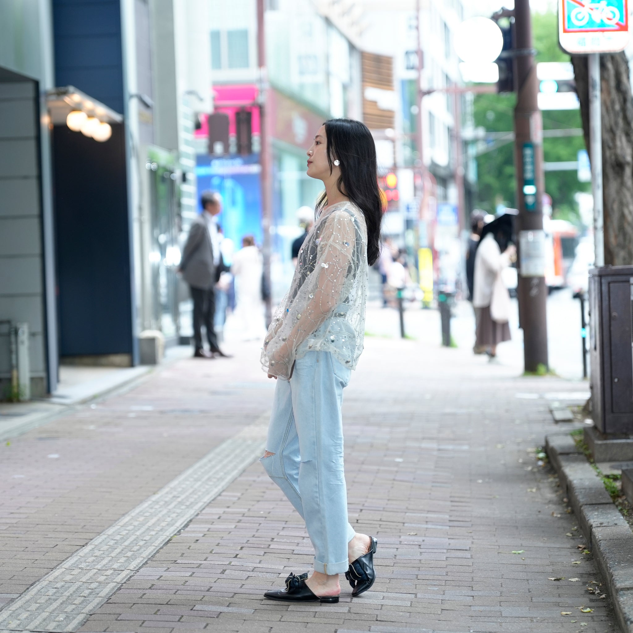020151SN1_Ecru | SHINY SEQUIN EMBROIDERY TOP | Color:Ecru【SARA MALLIKA_サラマリカ】