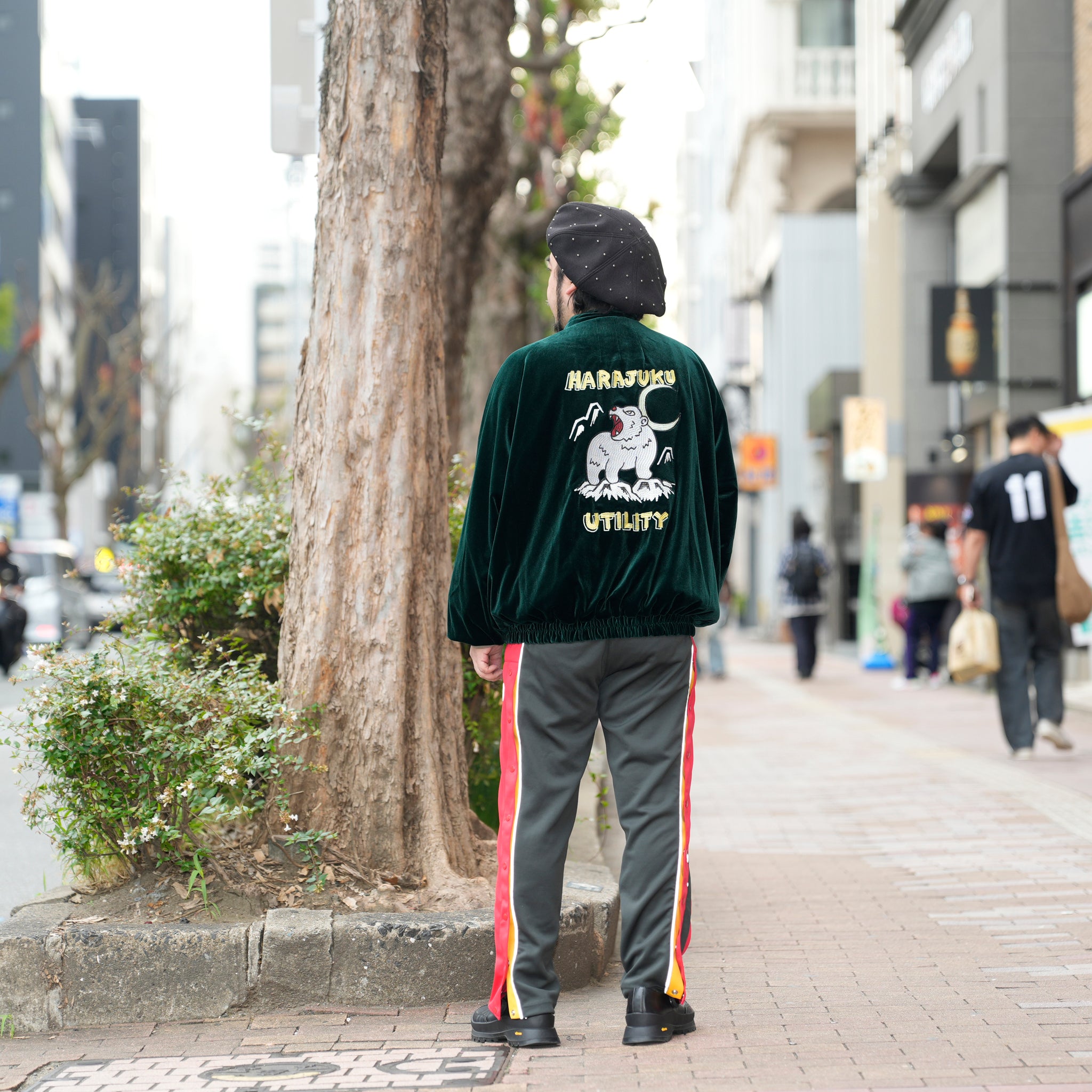 ef404-08 | Suka velour high neck jacket | Color:Wine/Green【EFFECTEN_エフェクテン】