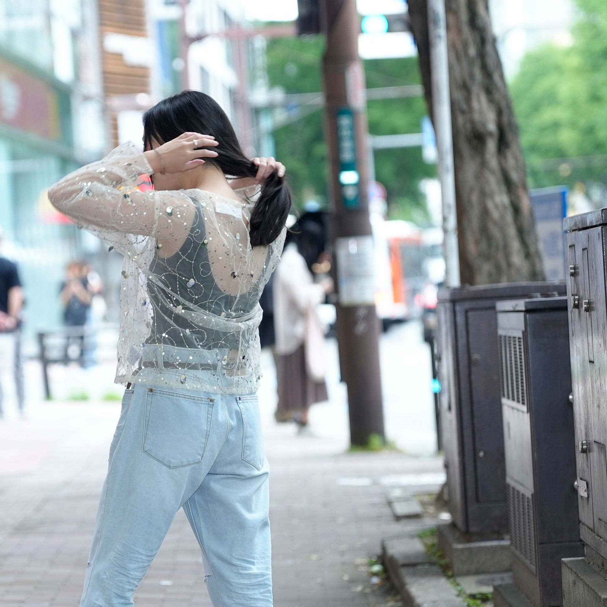 020151SN1_Ecru | SHINY SEQUIN EMBROIDERY TOP | Color:Ecru【SARA MALLIKA_サラマリカ】