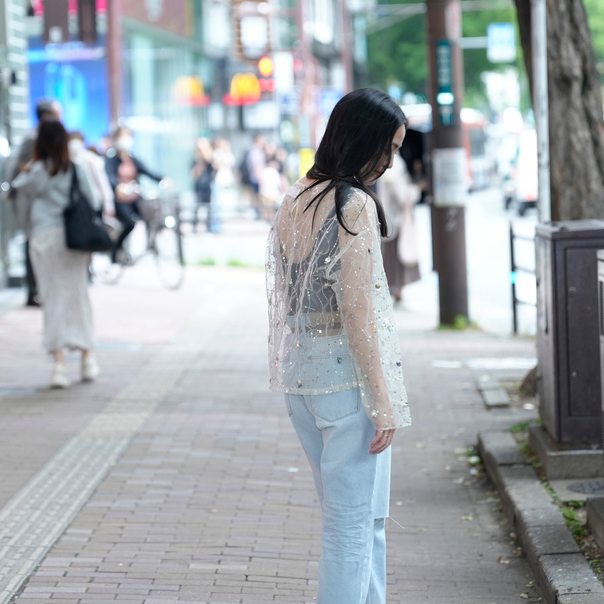 020151SN1_Ecru | SHINY SEQUIN EMBROIDERY TOP | Color:Ecru【SARA MALLIKA_サラマリカ】