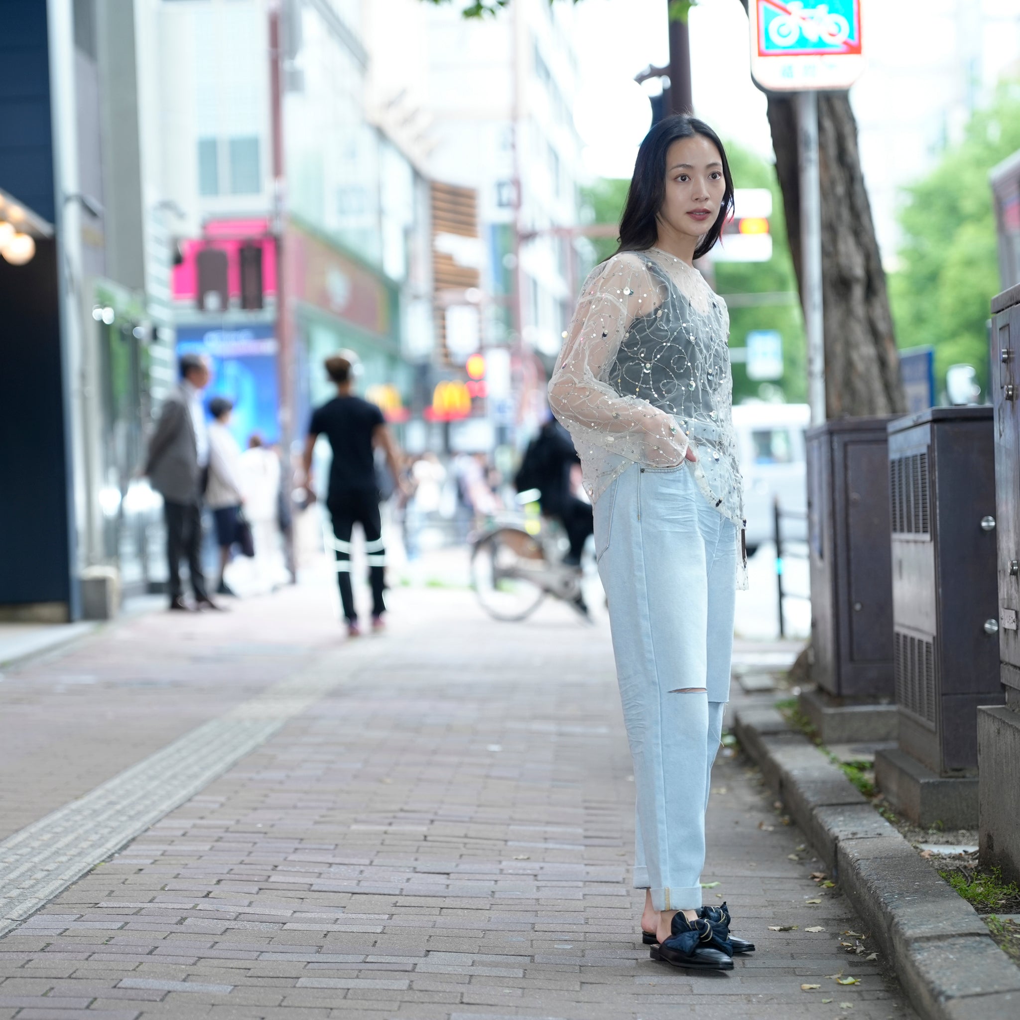 020151SN1_Ecru | SHINY SEQUIN EMBROIDERY TOP | Color:Ecru【SARA MALLIKA_サラマリカ】