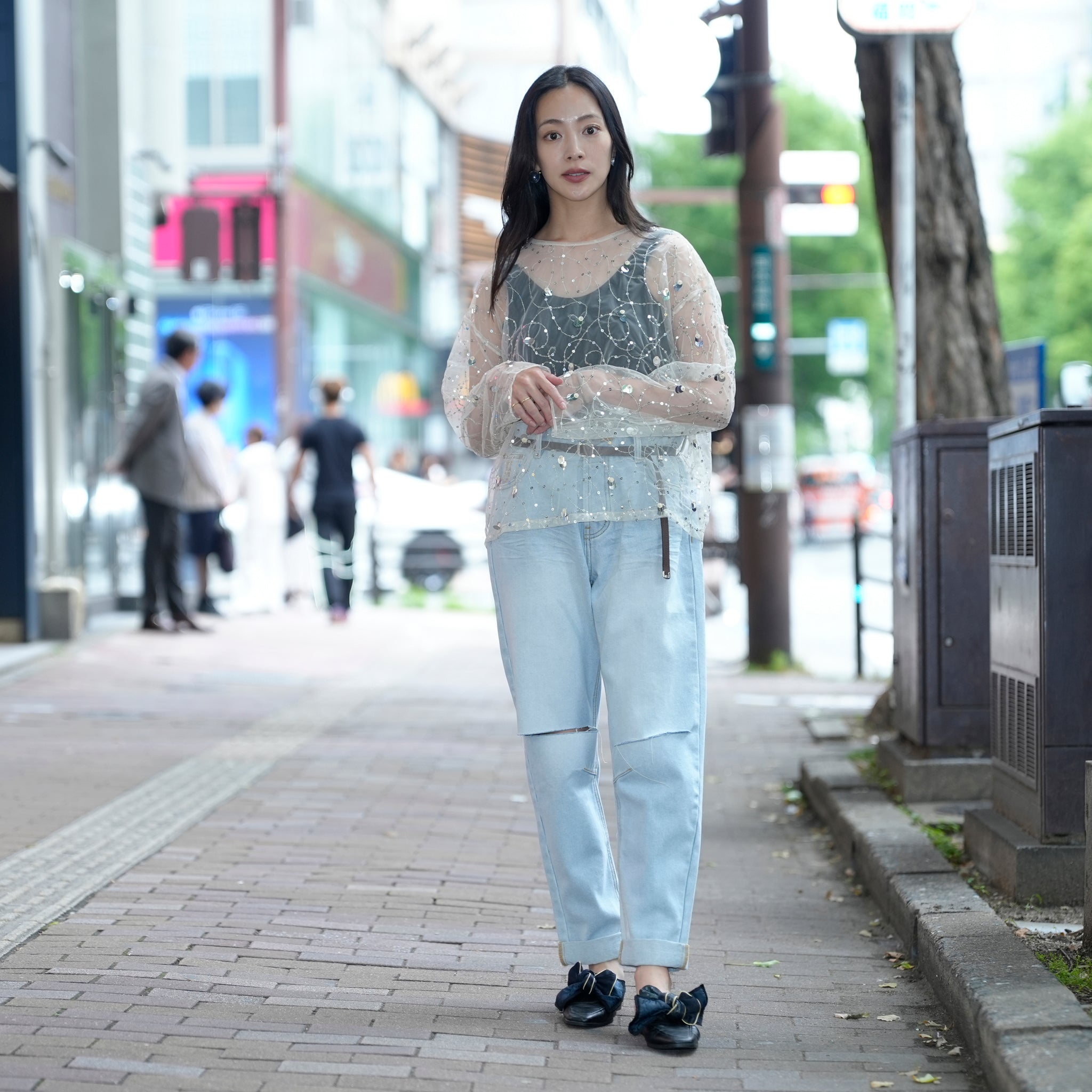 020151SN1_Ecru | SHINY SEQUIN EMBROIDERY TOP | Color:Ecru【SARA MALLIKA_サラマリカ】