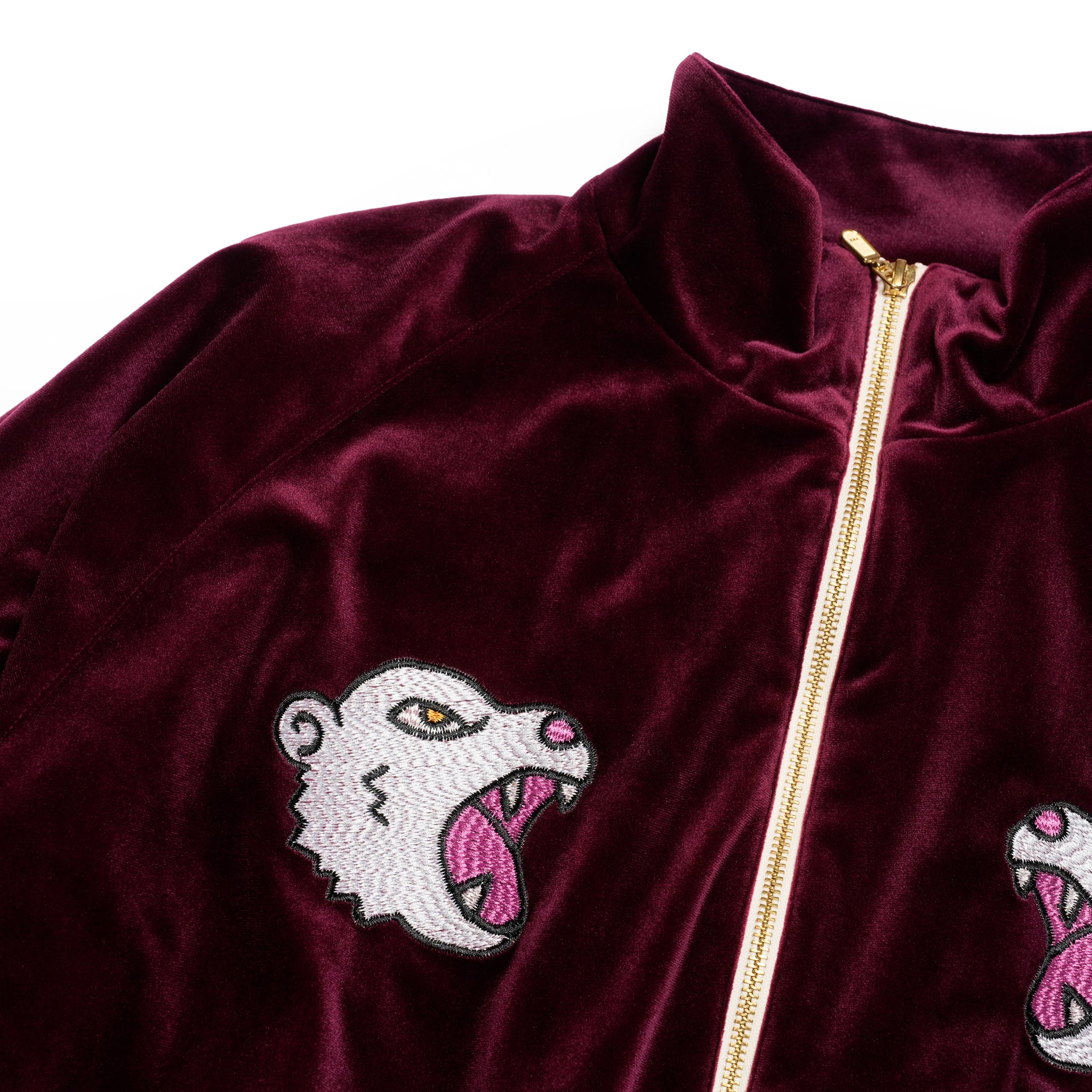 ef404-08 | Suka velour high neck jacket | Color:Wine/Green【EFFECTEN_エフェクテン】