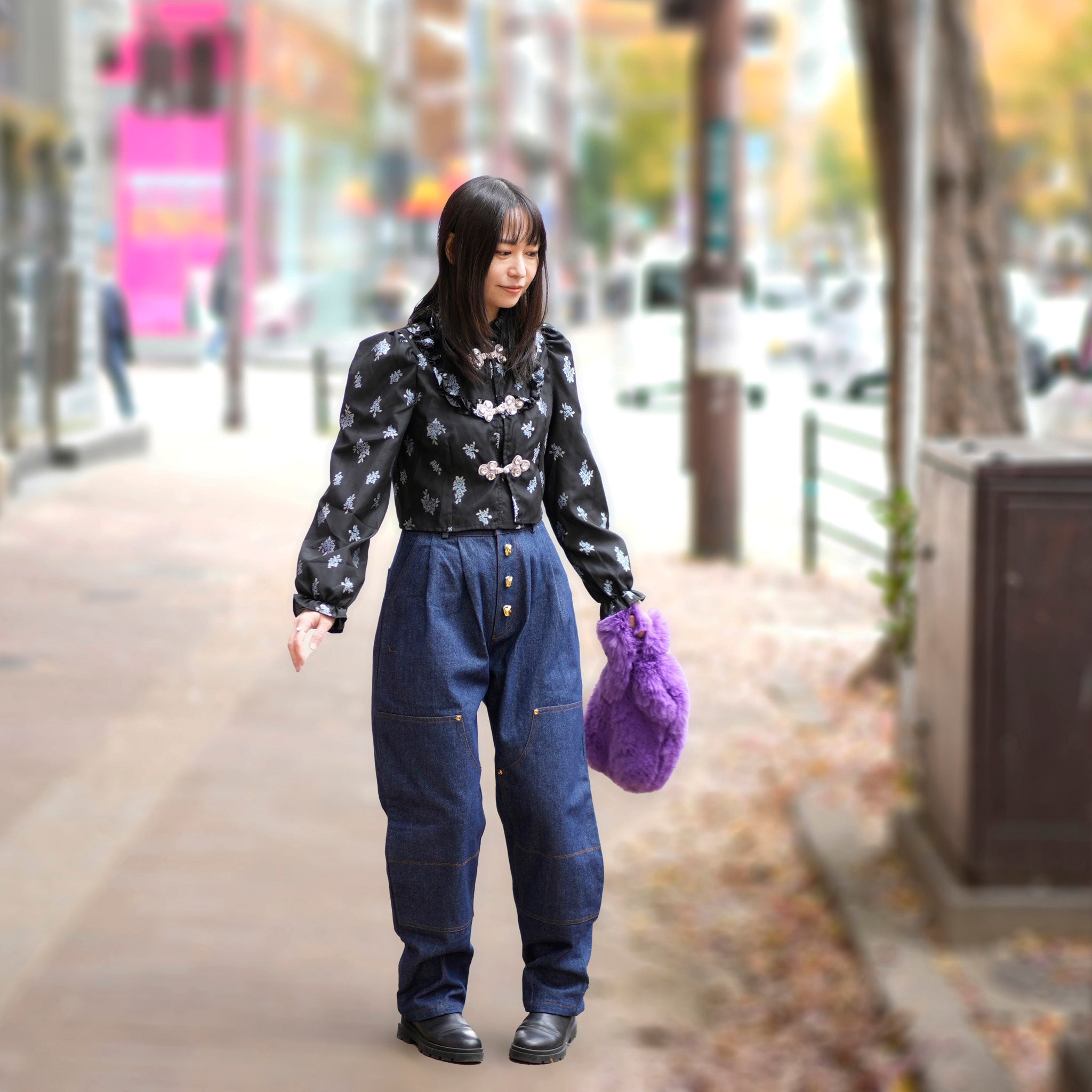 31SJ00TO581BLK | Onyx Floral Top | Color:Black【SISTER JANE_シスタージェーン】【archive】