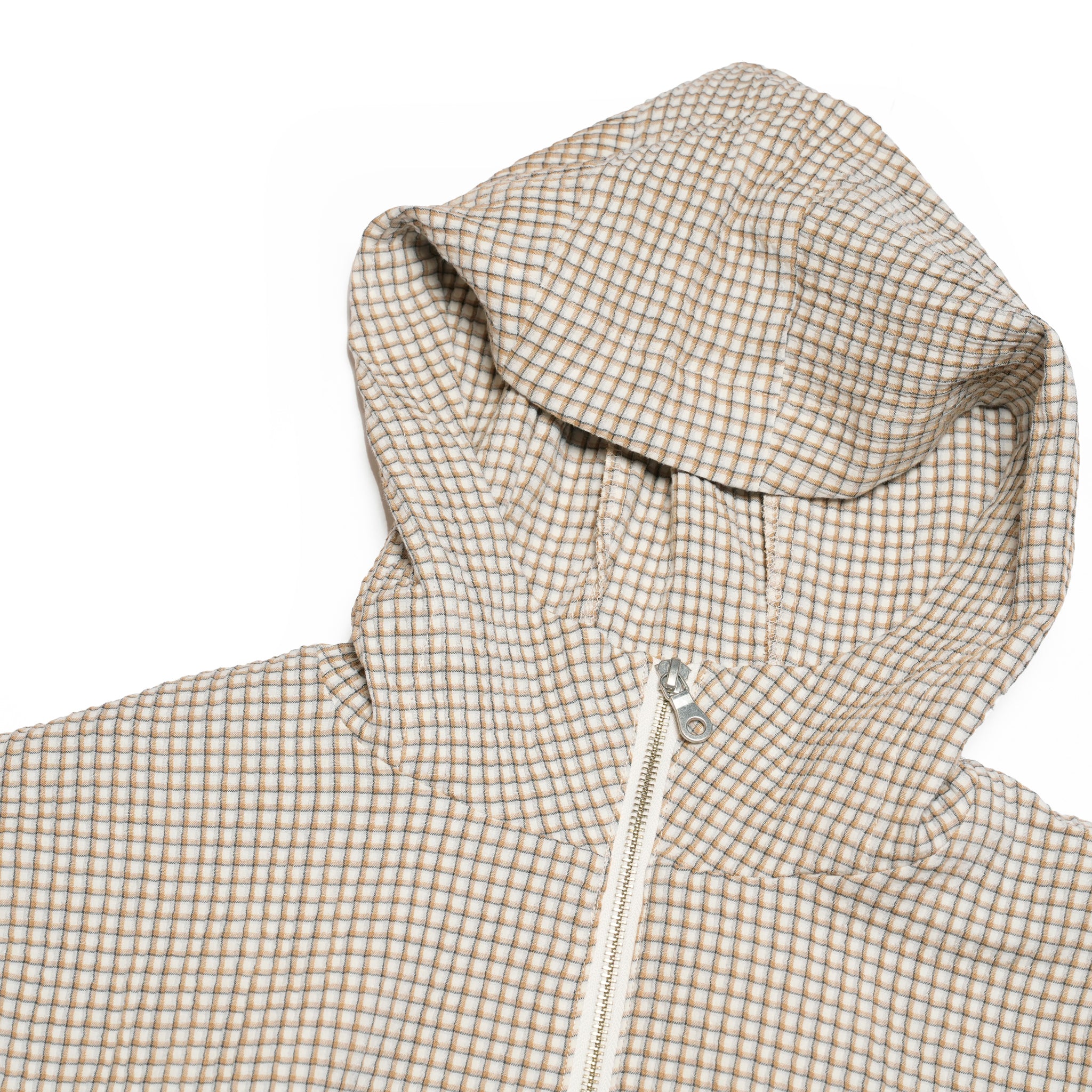 ef404-04 | Check half zip hoodie| Color:Cream【EFFECTEN_エフェクテン】