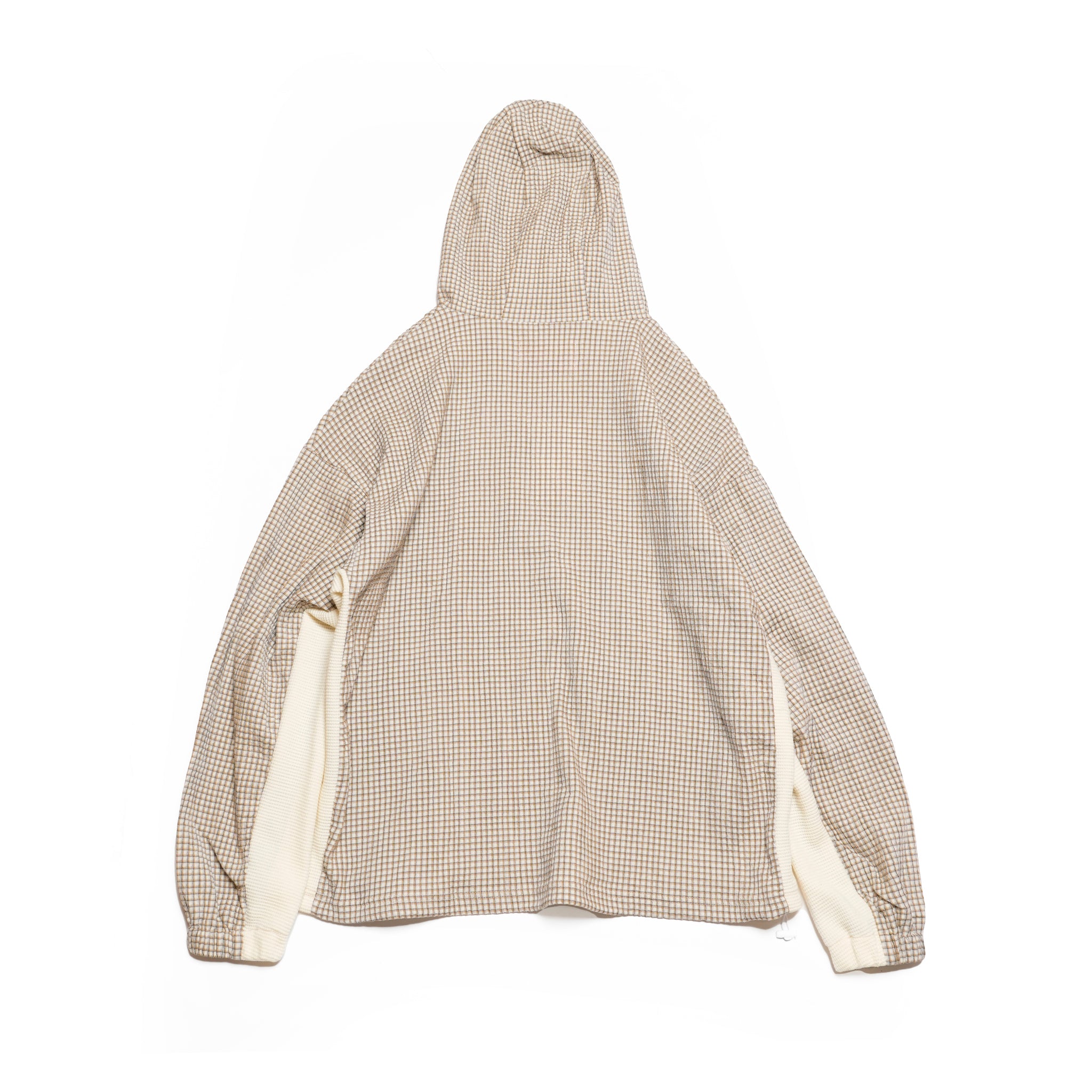 ef404-04 | Check half zip hoodie| Color:Cream【EFFECTEN_エフェクテン】