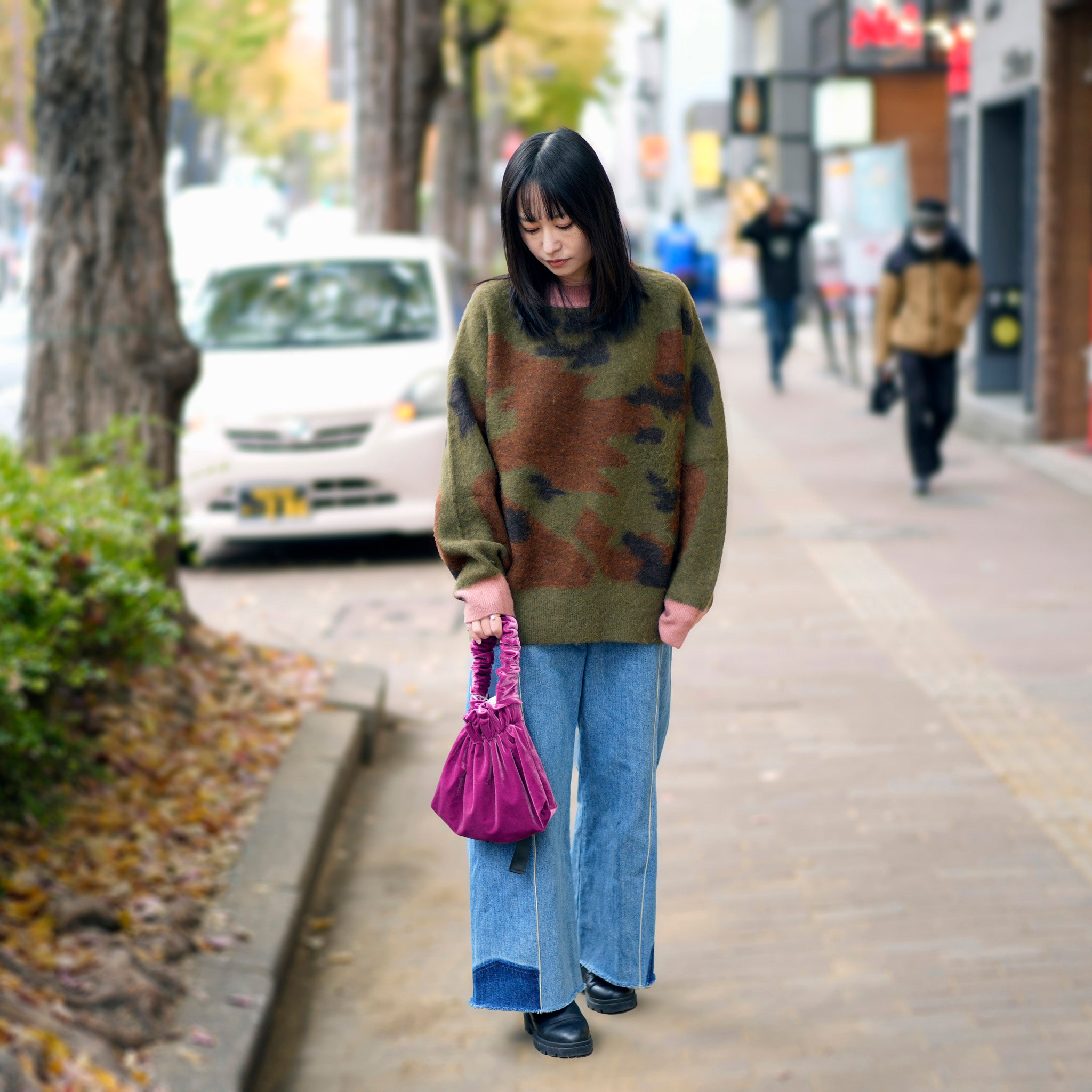 WHT24FAC4005_PINK | velour gather mini bag | Color:Pink【WHYTO_ホワイト】【ネコポス選択可能】