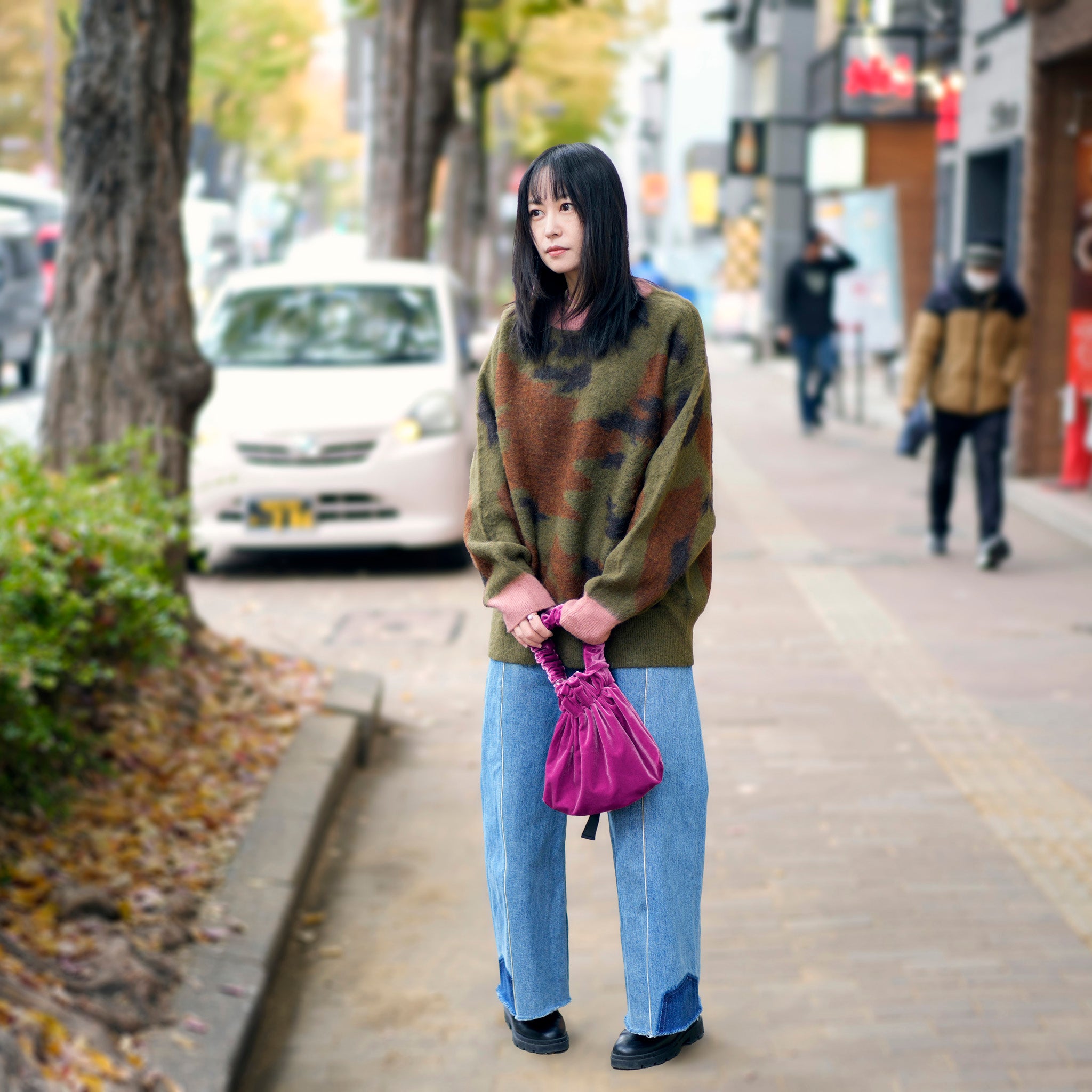 WHT24FAC4005_PINK | velour gather mini bag | Color:Pink【WHYTO_ホワイト】【ネコポス選択可能】