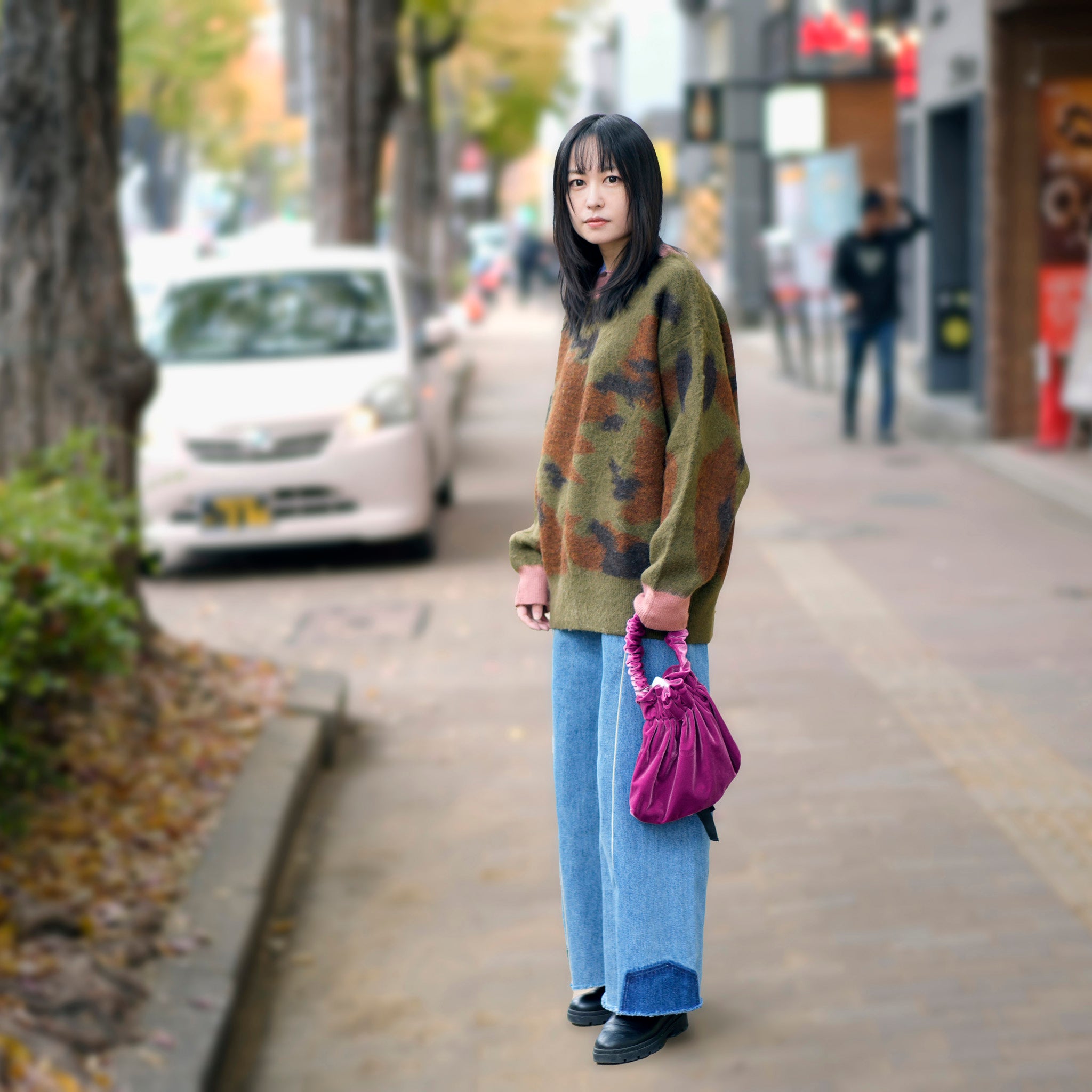 WHT24FAC4005_PINK | velour gather mini bag | Color:Pink【WHYTO_ホワイト】【ネコポス選択可能】