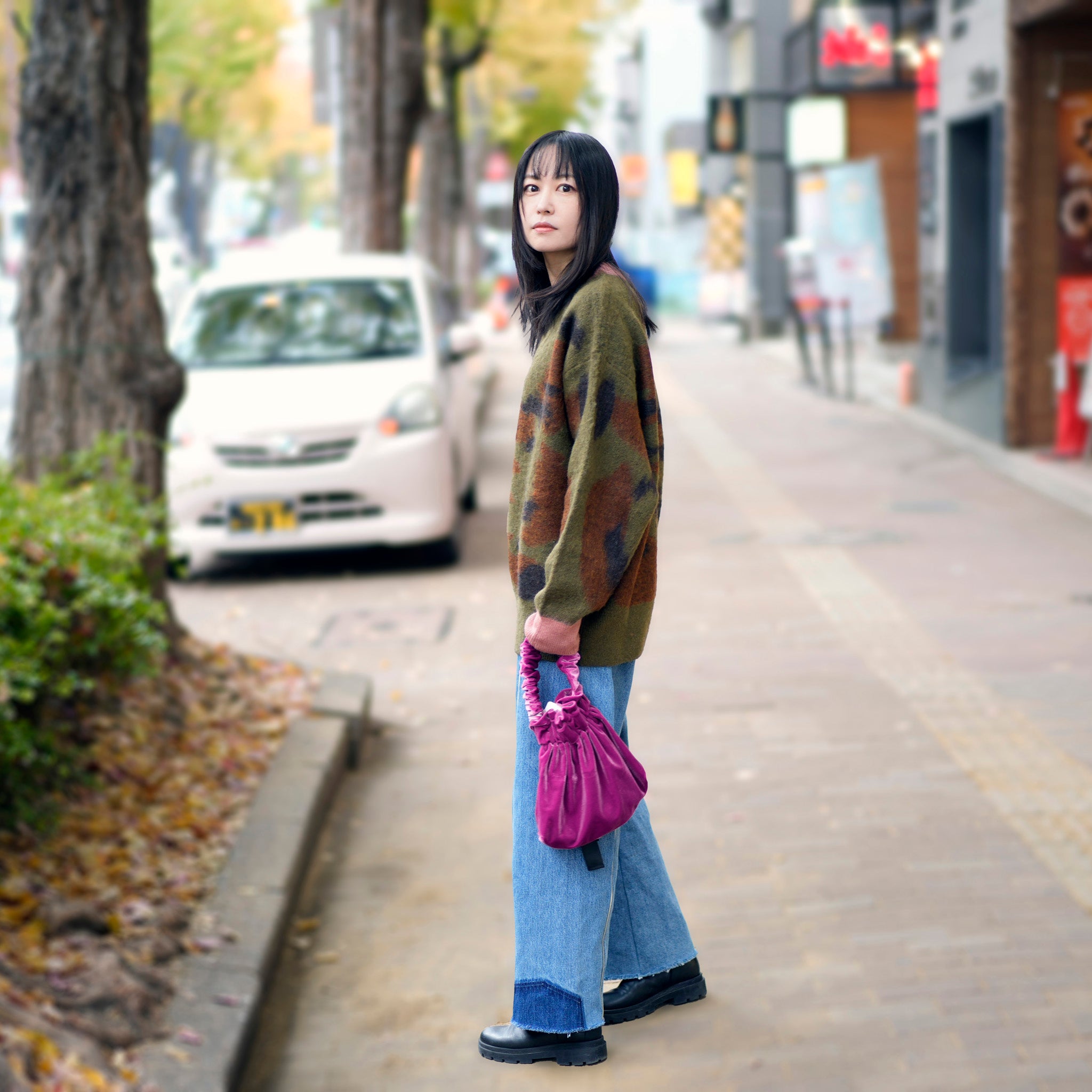 WHT24FAC4005_PINK | velour gather mini bag | Color:Pink【WHYTO_ホワイト】【ネコポス選択可能】