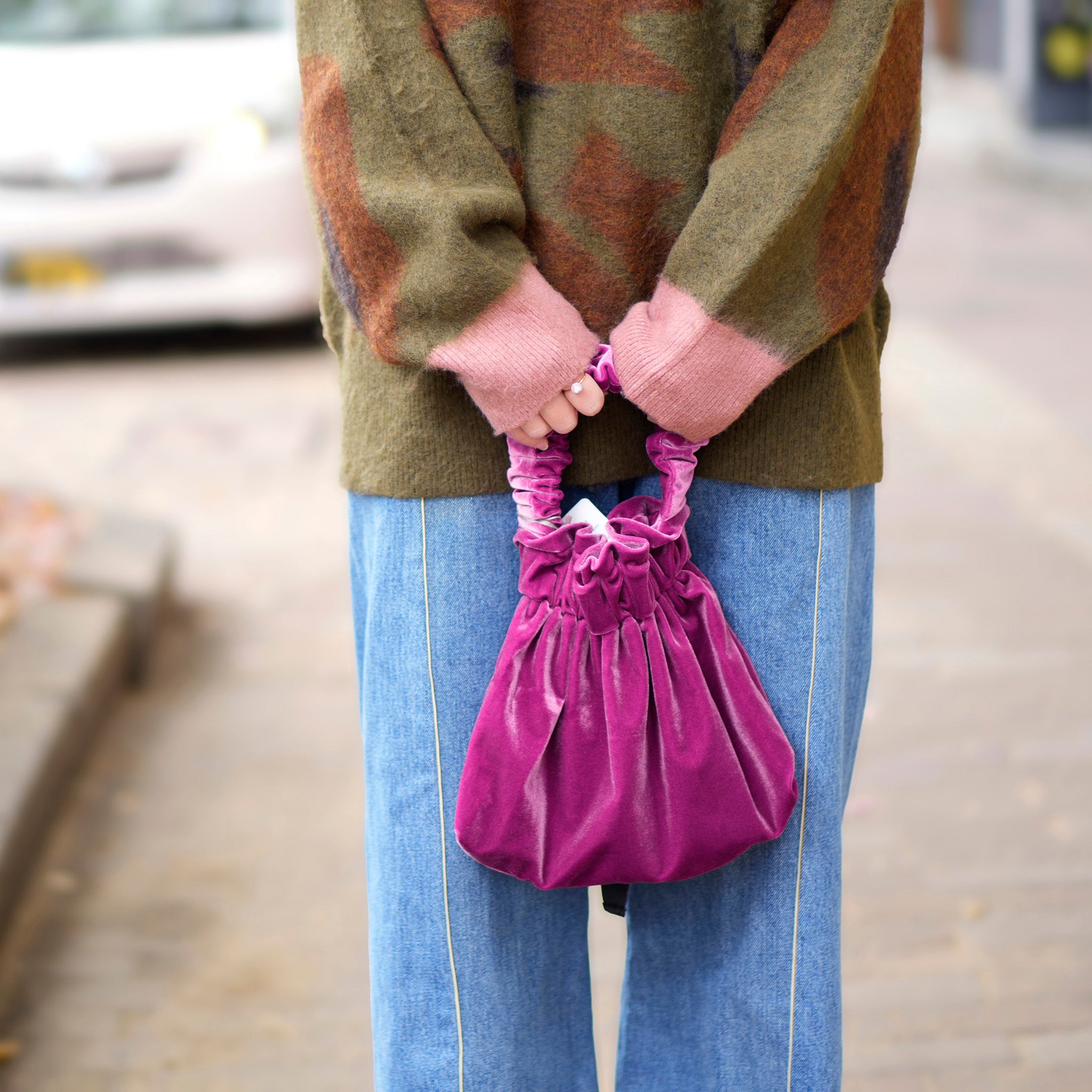 WHT24FAC4005_PINK | velour gather mini bag | Color:Pink【WHYTO_ホワイト】【ネコポス選択可能】