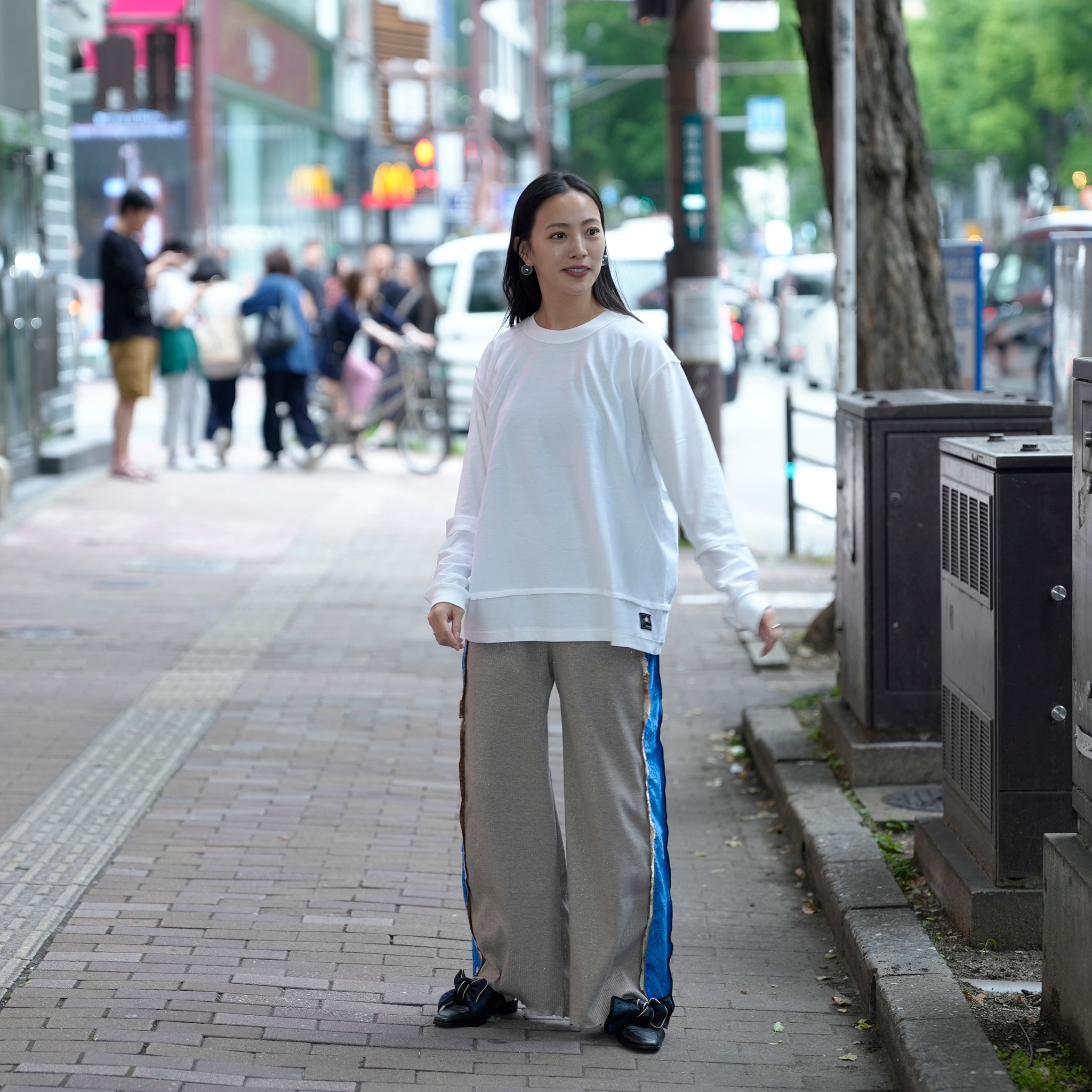 WP1103_Blue | フリンジラメパンツ | Color:Blue【REHERSALL_リハーズオール】