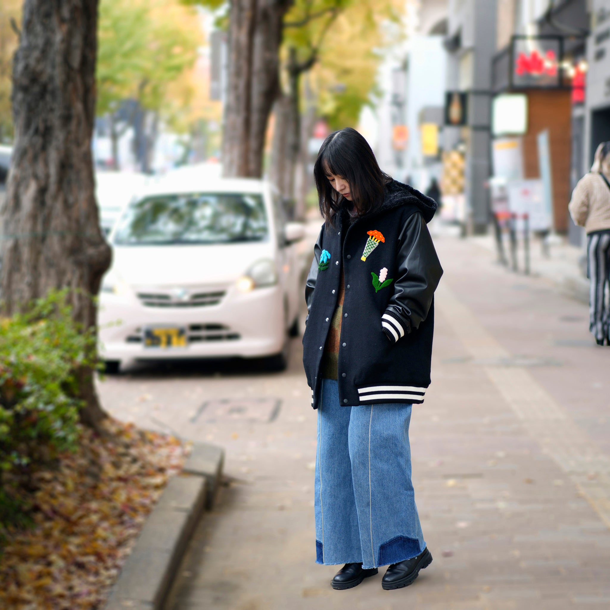 BSD24AW-05_BLACK | Flower Sailor Stadium Jacket | Color:Black【BEDSIDEDRAMA_ベッドサイドドラマ】