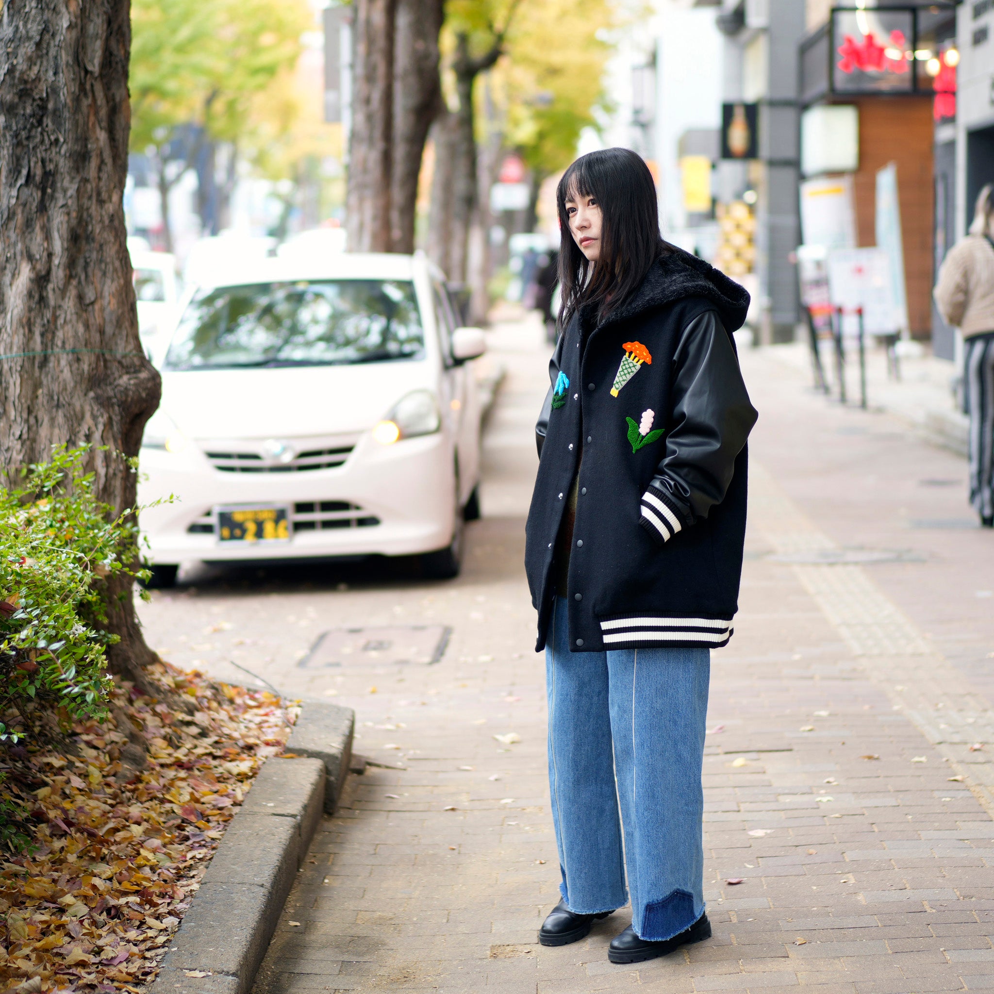 BSD24AW-05_BLACK | Flower Sailor Stadium Jacket | Color:Black【BEDSIDEDRAMA_ベッドサイドドラマ】