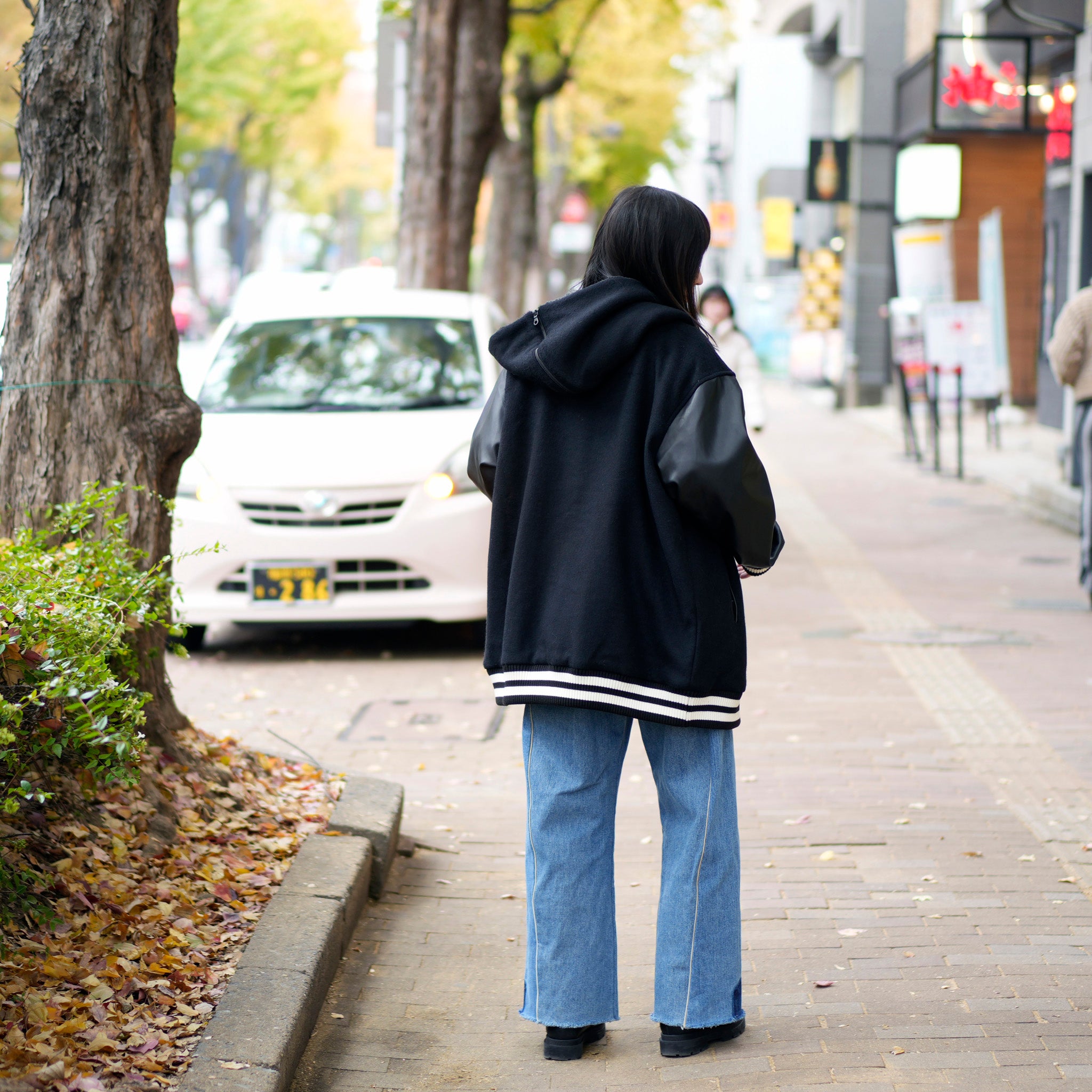 BSD24AW-05_BLACK | Flower Sailor Stadium Jacket | Color:Black【BEDSIDEDRAMA_ベッドサイドドラマ】