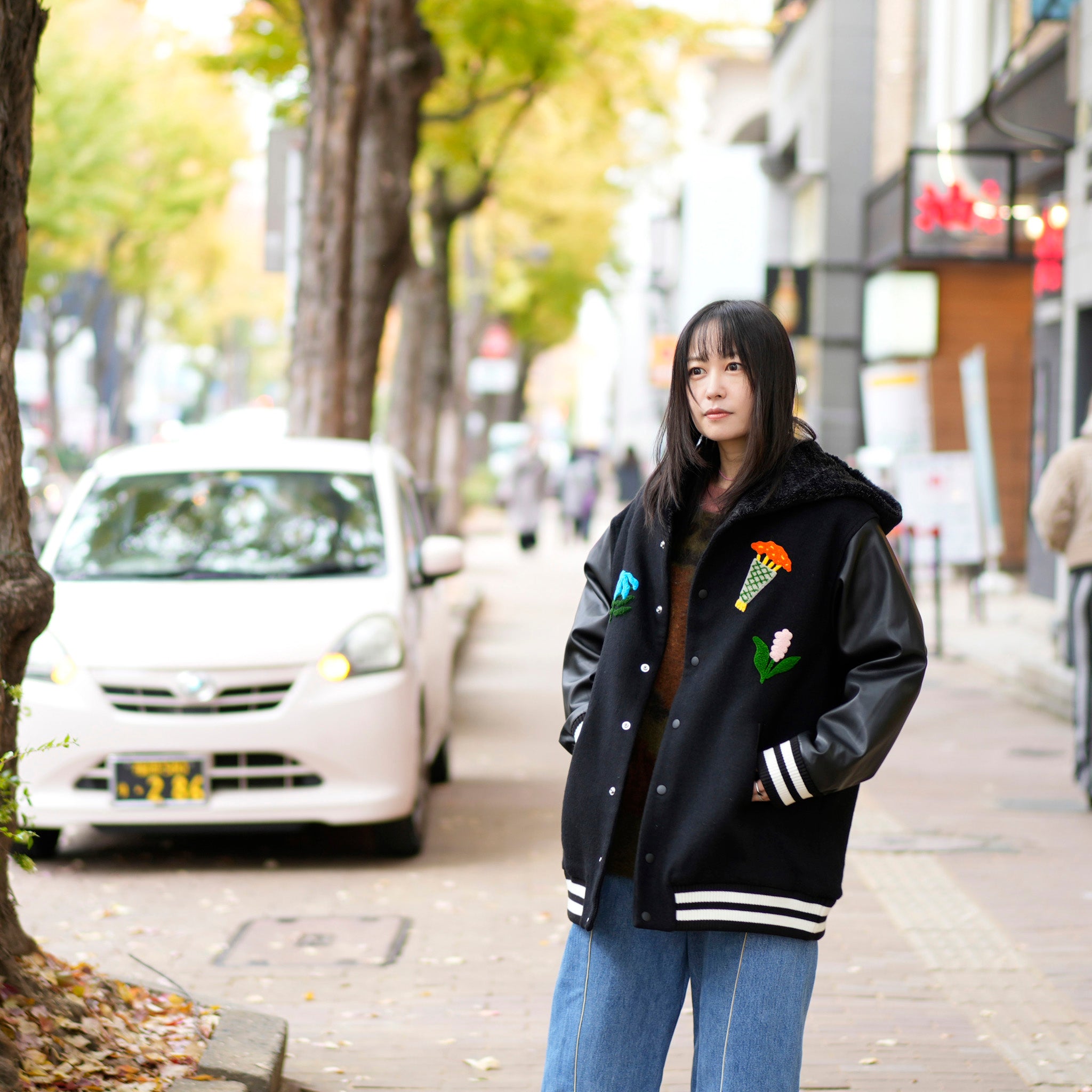BSD24AW-05_BLACK | Flower Sailor Stadium Jacket | Color:Black【BEDSIDEDRAMA_ベッドサイドドラマ】