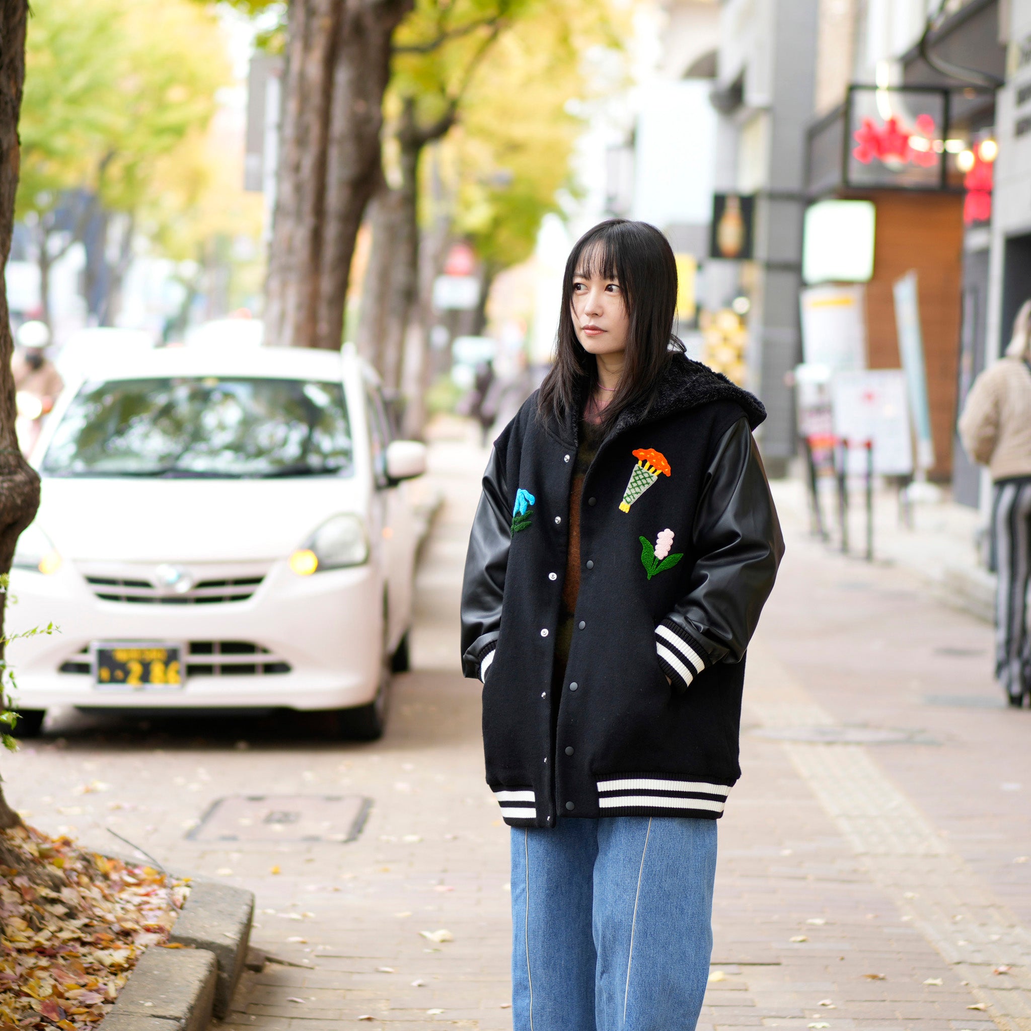 BSD24AW-05_BLACK | Flower Sailor Stadium Jacket | Color:Black【BEDSIDEDRAMA_ベッドサイドドラマ】