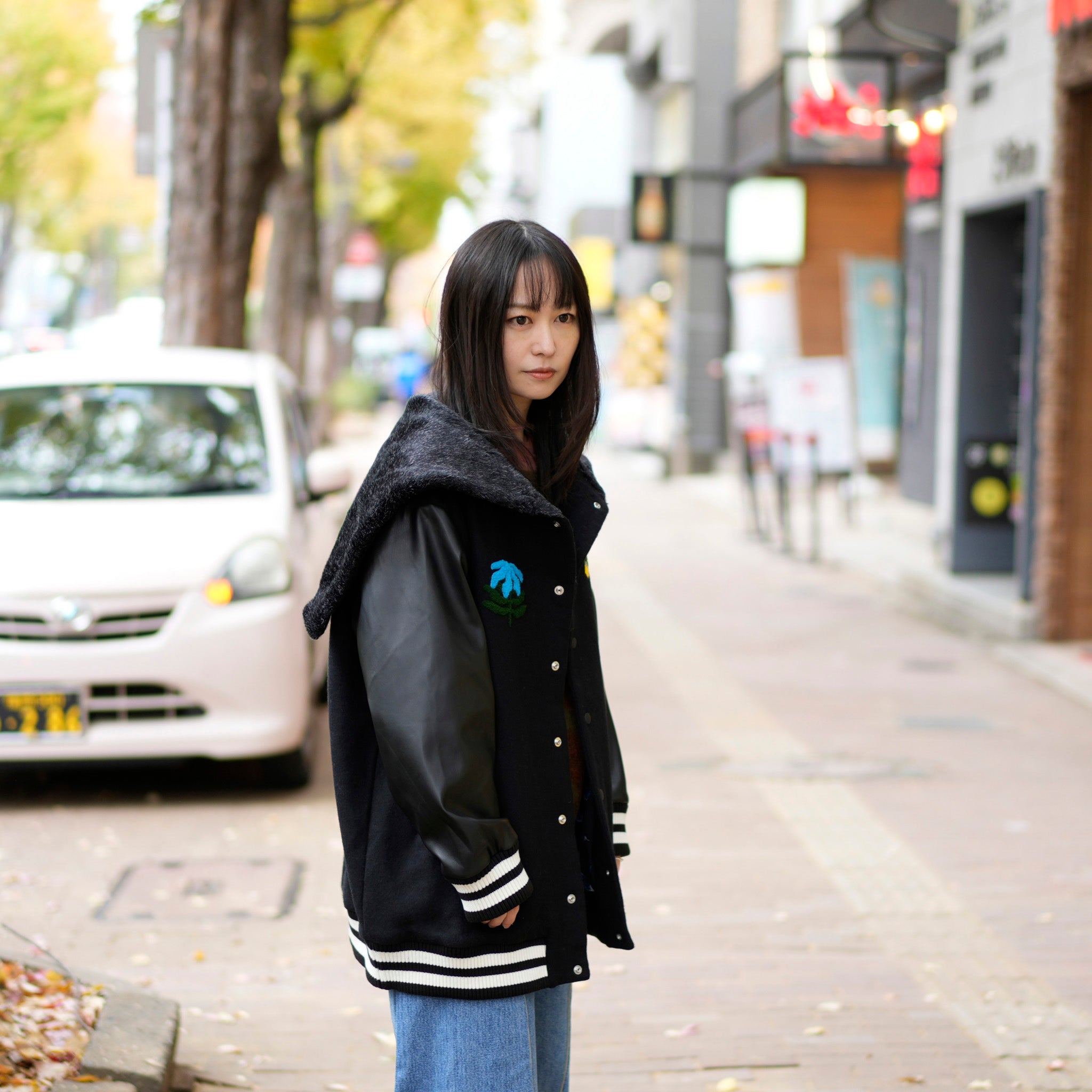 BSD24AW-05_BLACK | Flower Sailor Stadium Jacket | Color:Black【BEDSIDEDRAMA_ベッドサイドドラマ】