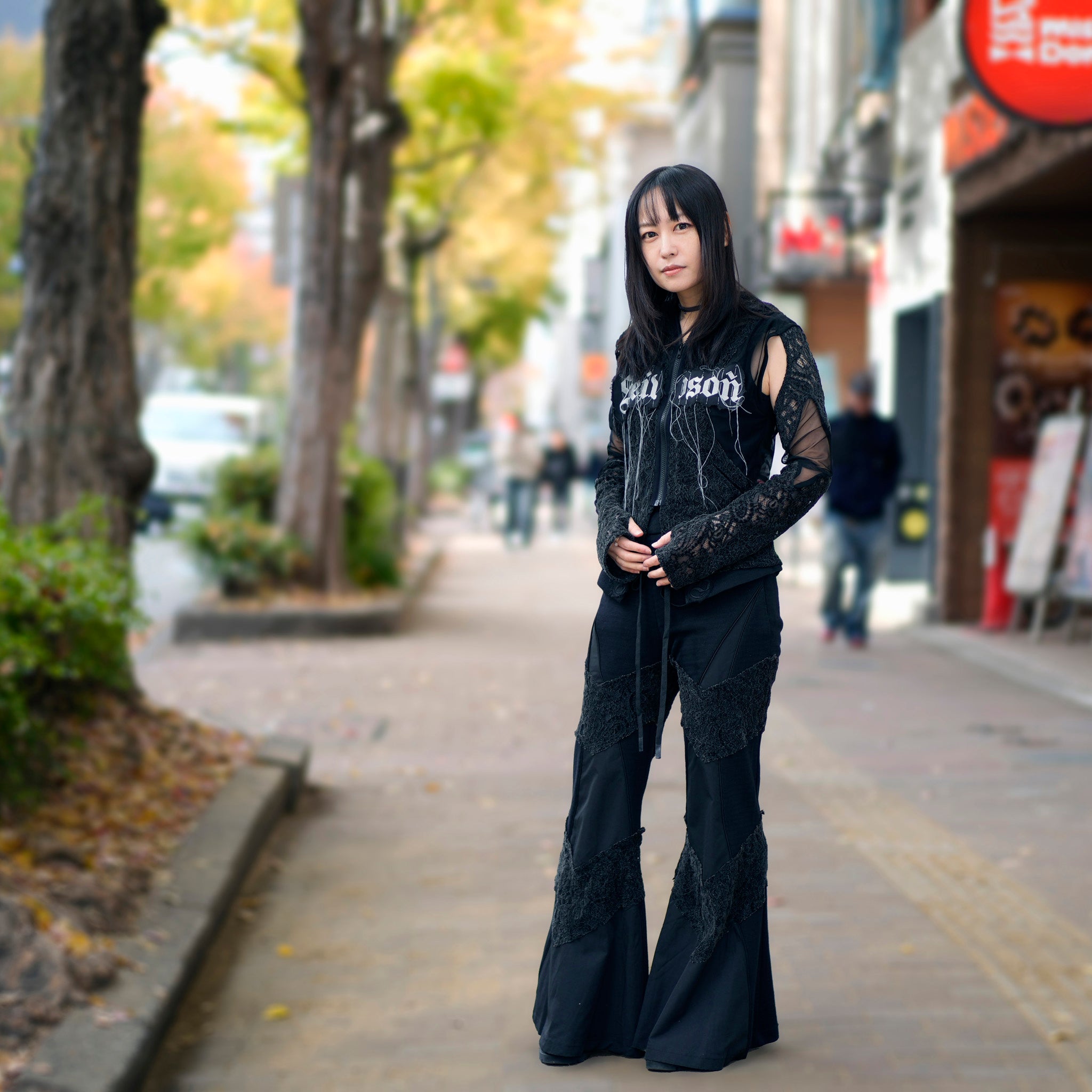 SNA24-P04 | < Urban Cyber Collection > 2-Way Layered V-Cut Lace Pants - Black【SEIVSON_セイブソン】【archive】