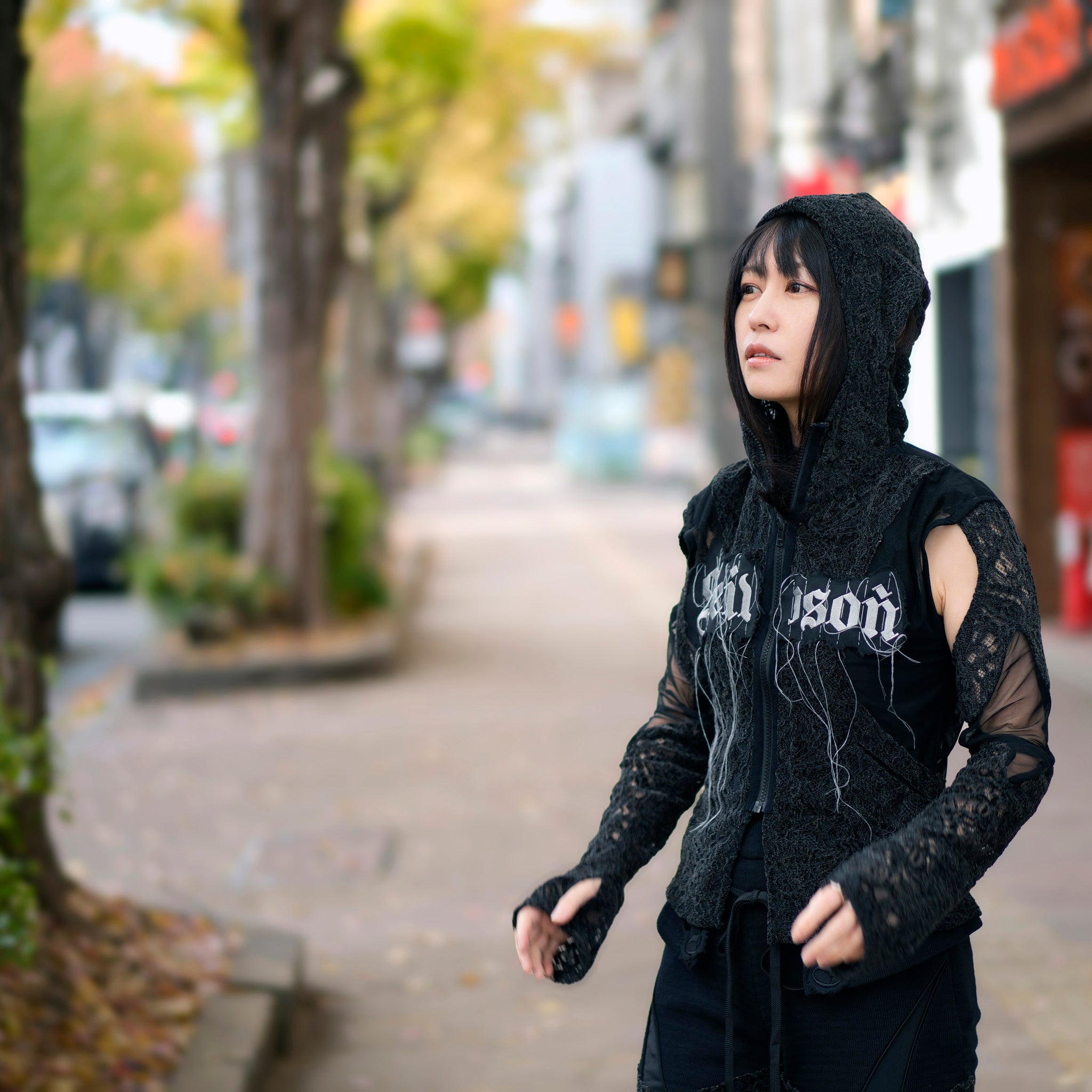 SNA24-P04 | < Urban Cyber Collection > 2-Way Layered V-Cut Lace Pants - Black【SEIVSON_セイブソン】【archive】
