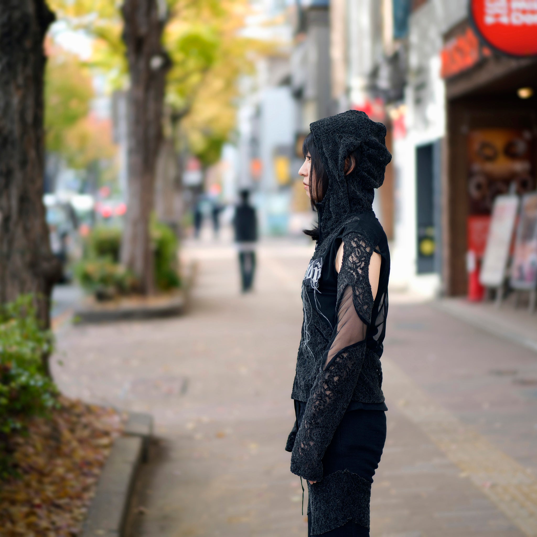 SNA24-P04 | < Urban Cyber Collection > 2-Way Layered V-Cut Lace Pants - Black【SEIVSON_セイブソン】【archive】