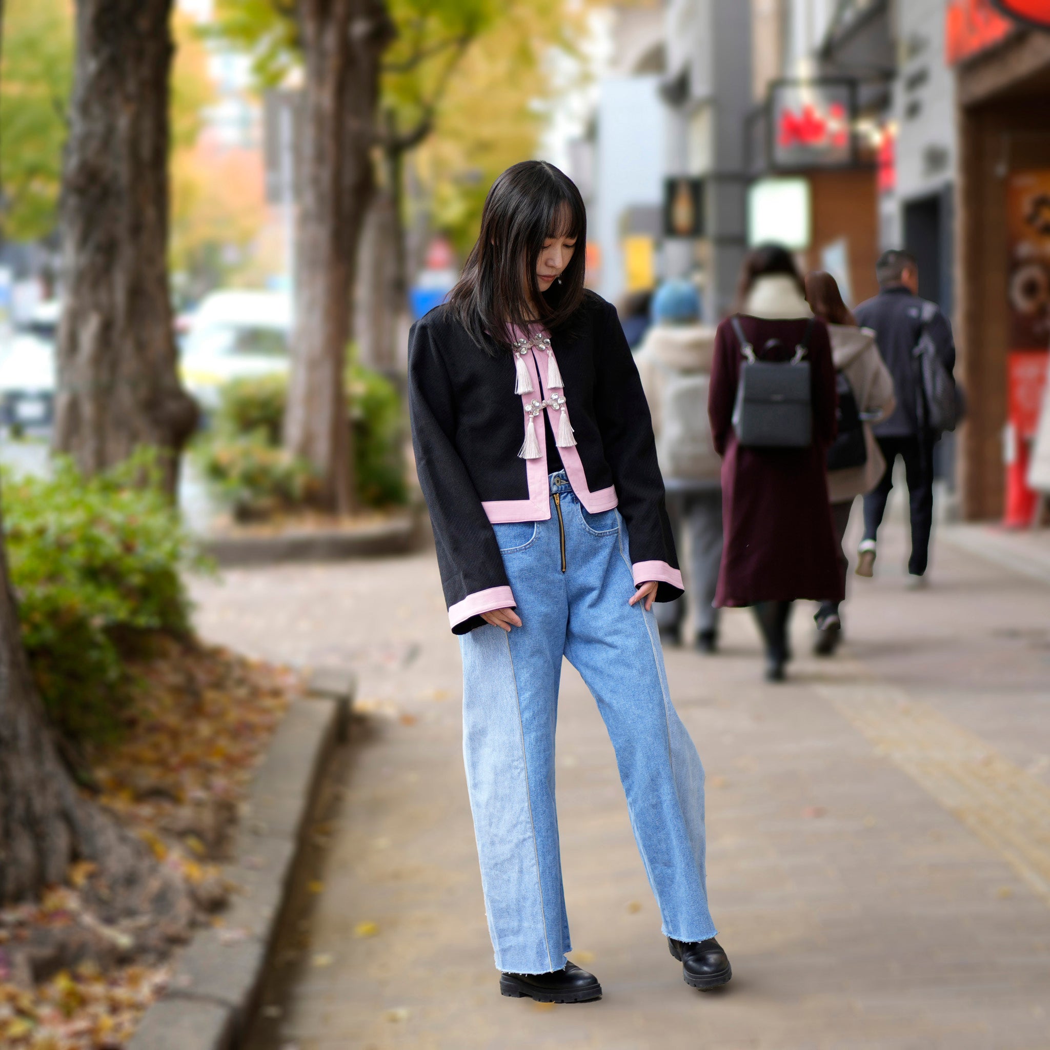 mate-270 | wフレアデニム | Color:Blue | Size:S【REHERSALL_リハーズオール】【archive】