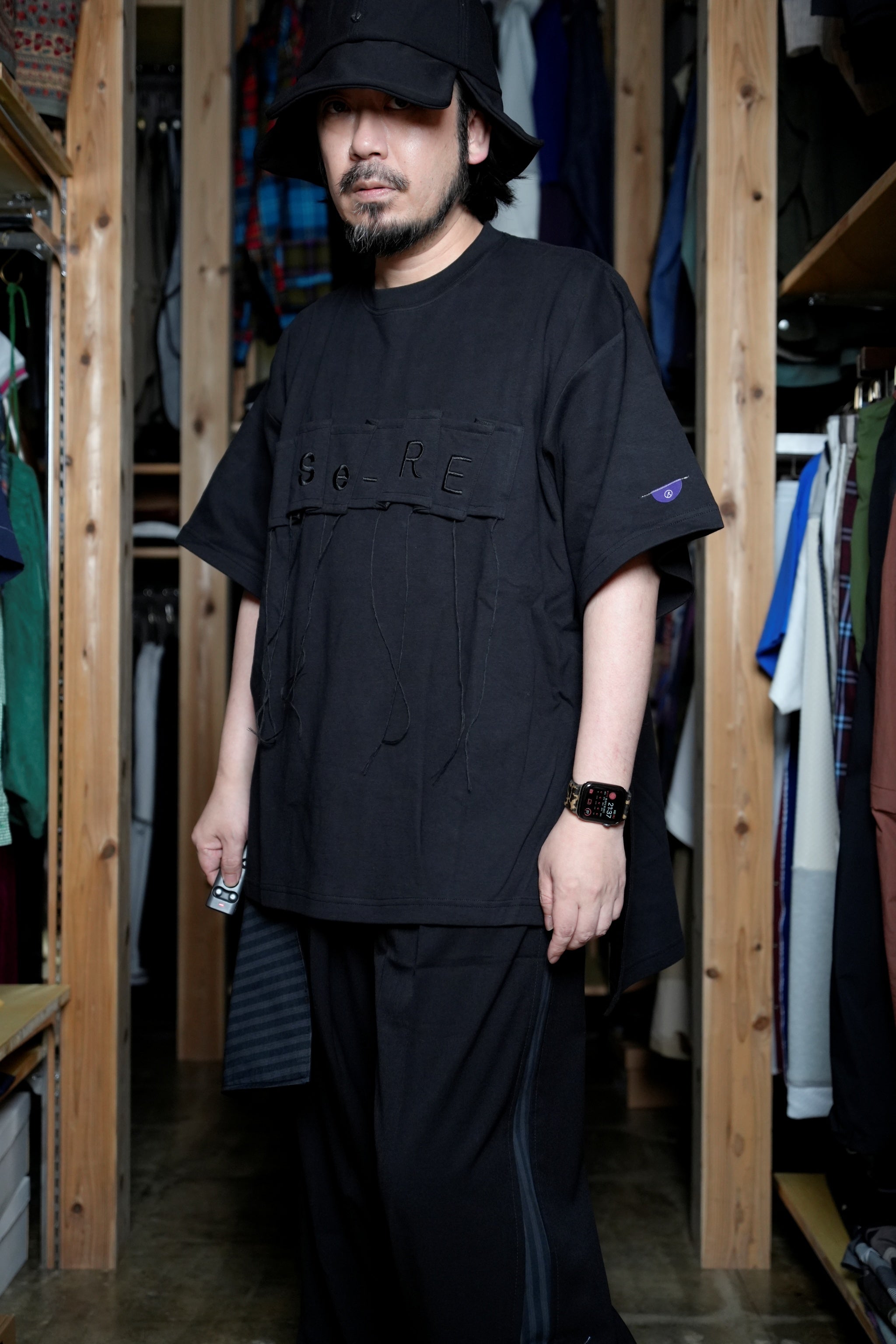 SNS24-RE-P02 | SeRE:SOP trousers -BLACK 【SEIVSON_セイブソン】【archive】