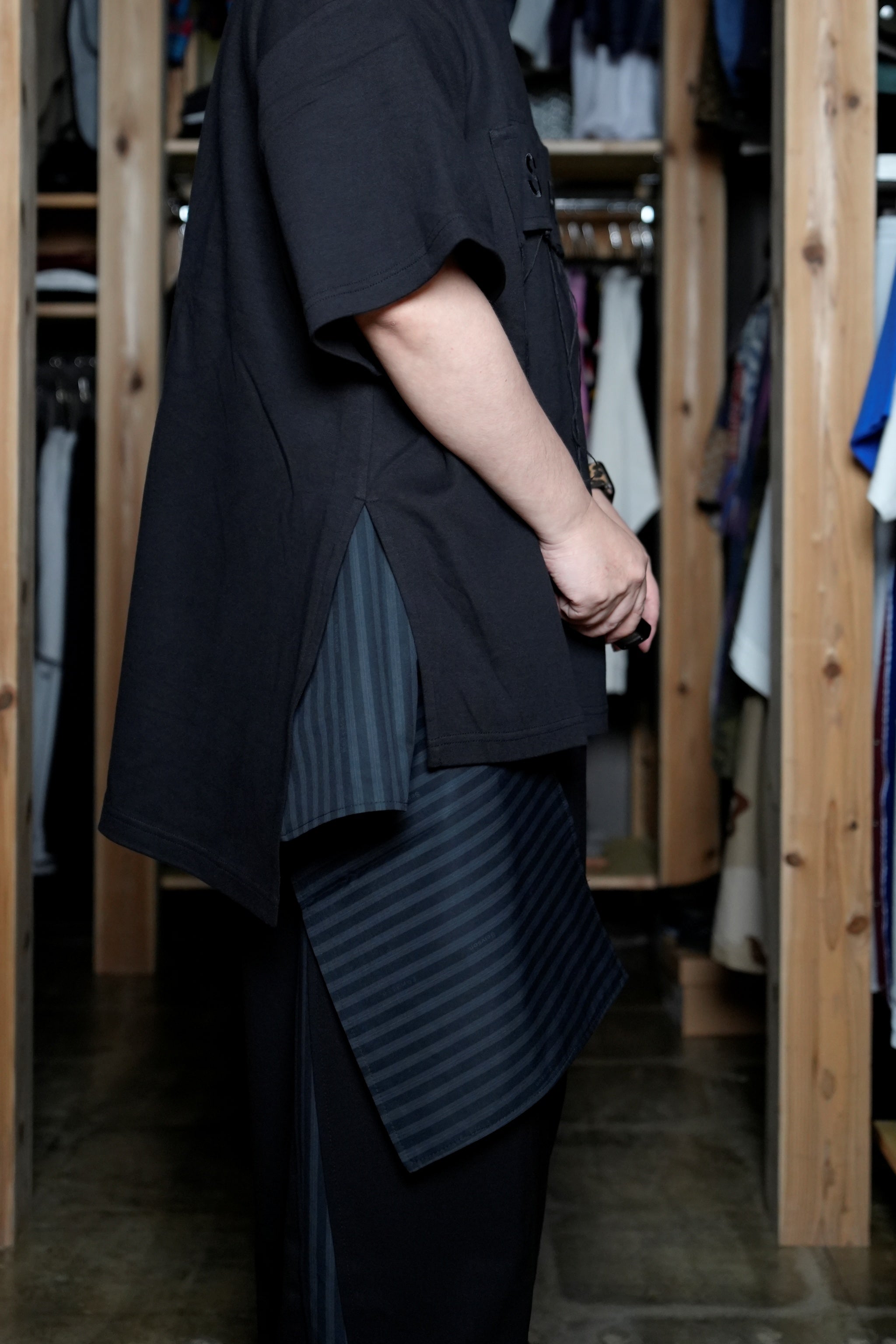 SNS24-RE-P02 | SeRE:SOP trousers -BLACK 【SEIVSON_セイブソン】【archive】