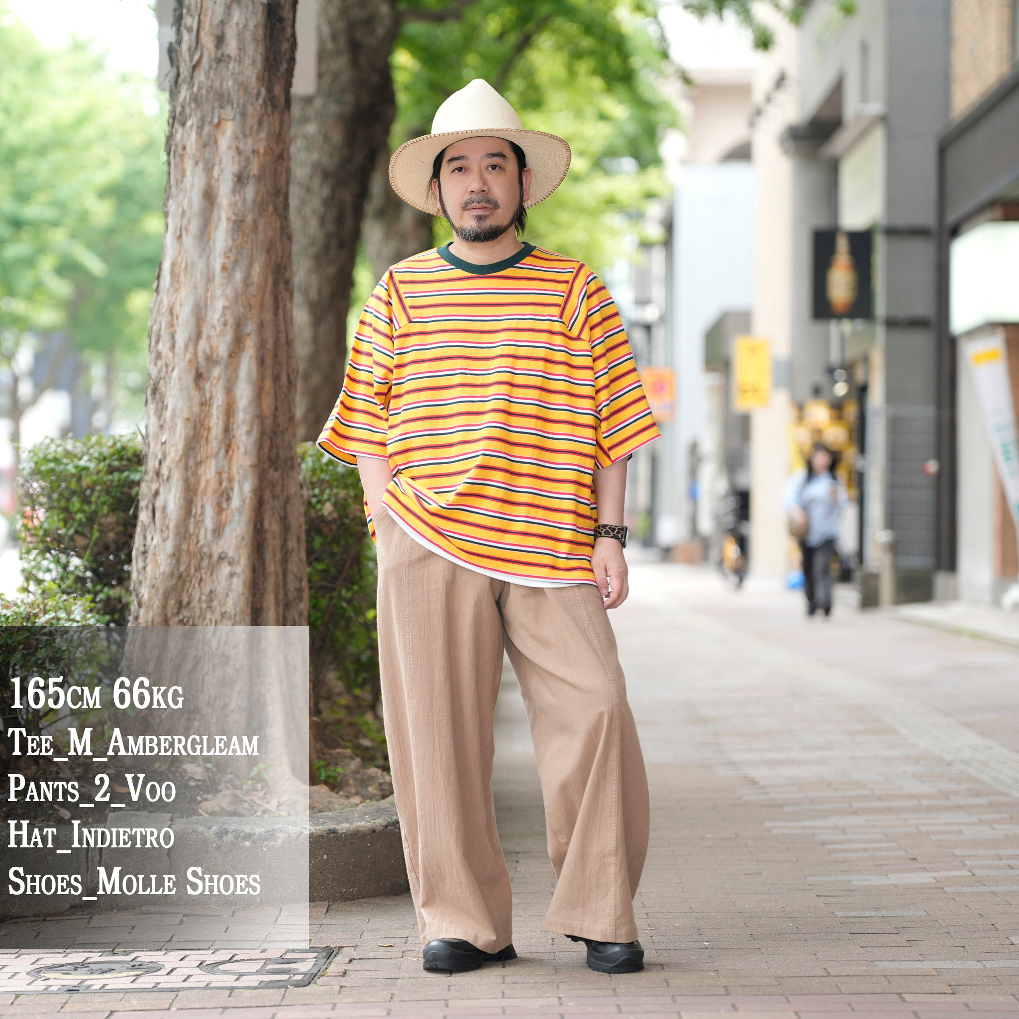Border Panel Daily T-Shirt | Color:Yellow【AMBERGLEAM_アンバーグリーム】| 1297151411_y