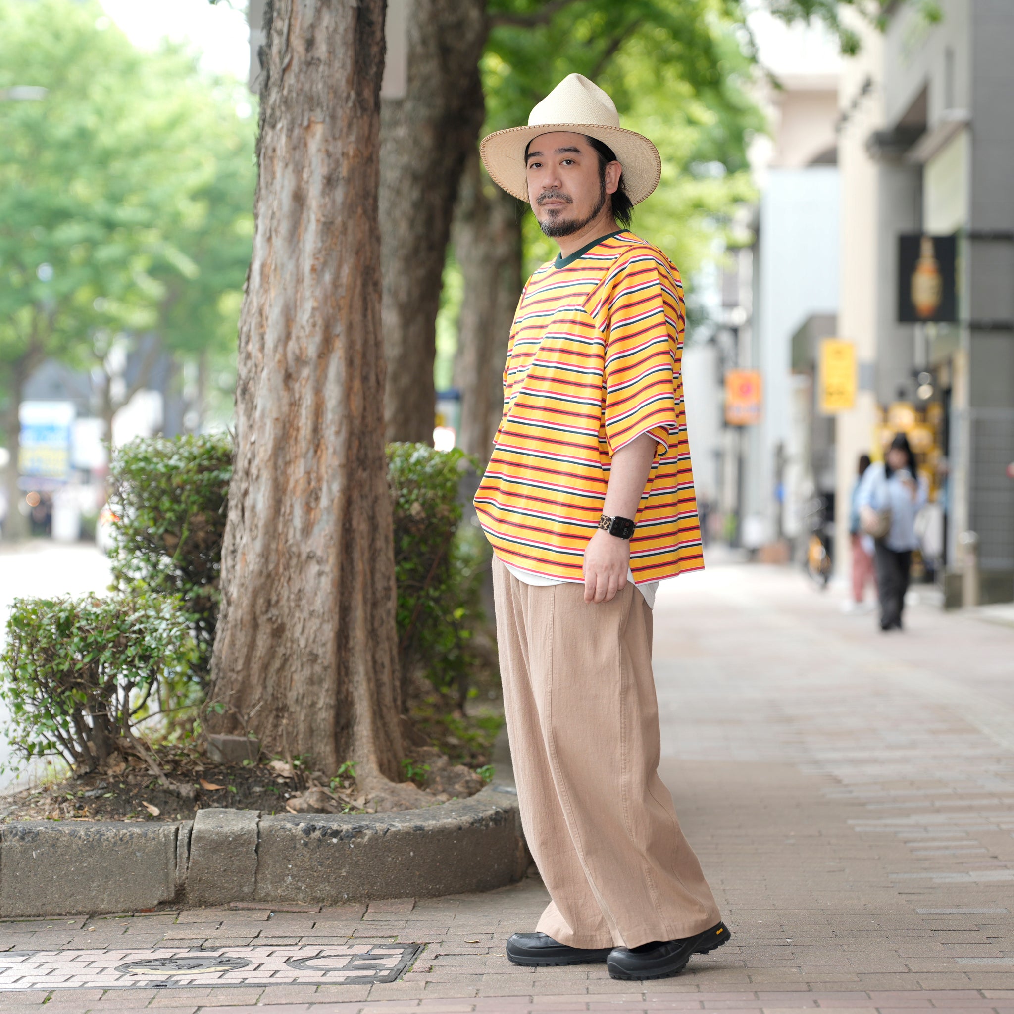 Border Panel Daily T-Shirt | Color:Yellow【AMBERGLEAM_アンバーグリーム】| 1297151411_y