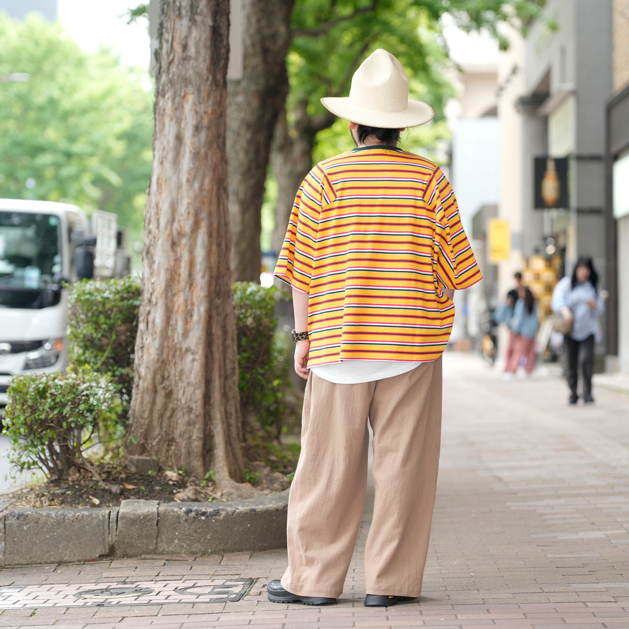 Border Panel Daily T-Shirt | Color:Yellow【AMBERGLEAM_アンバーグリーム】| 1297151411_y