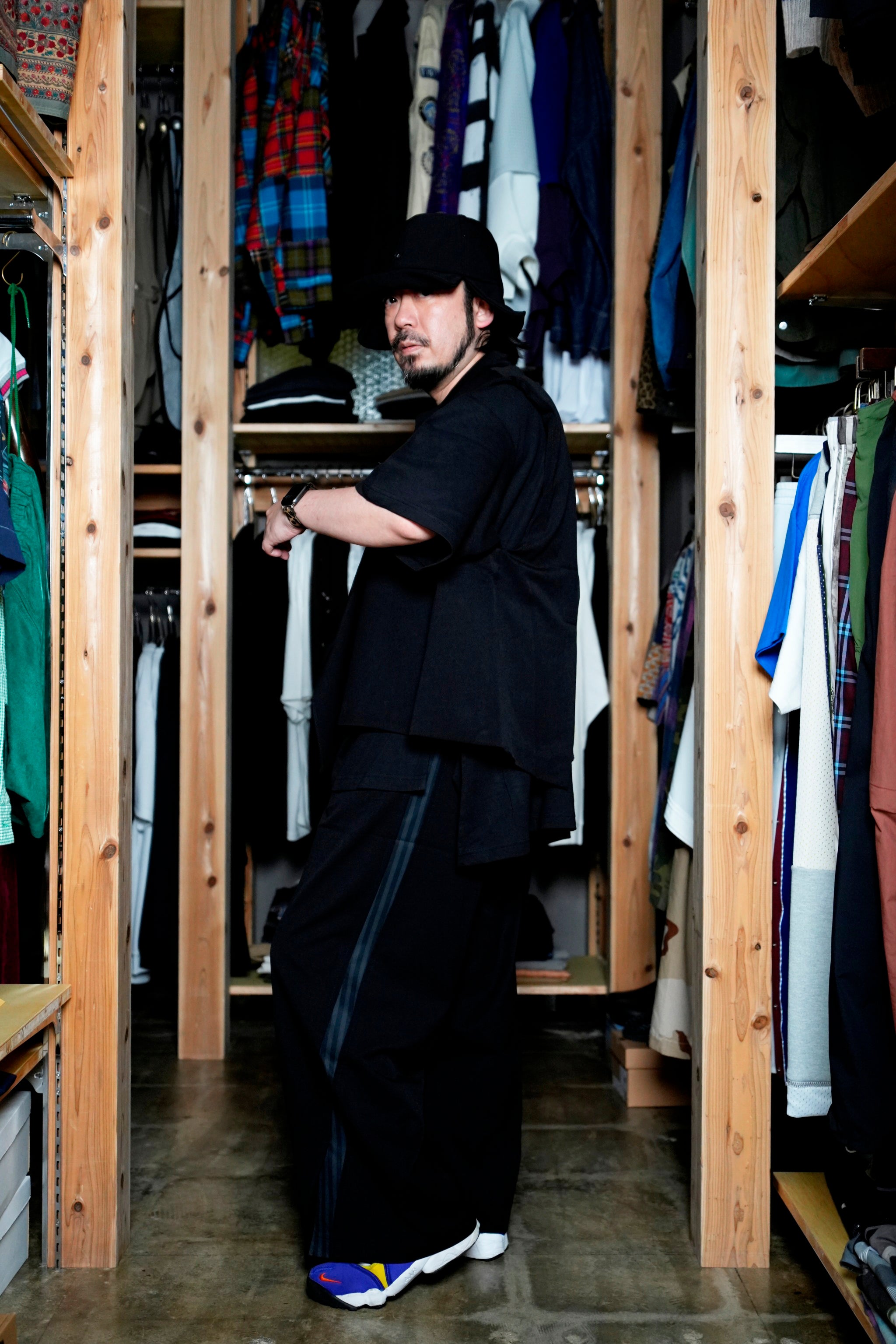 SNS24-RE-C01 | SeRE:ETA asymmetrical vest - BLACK 【SEIVSON_セイブソン】