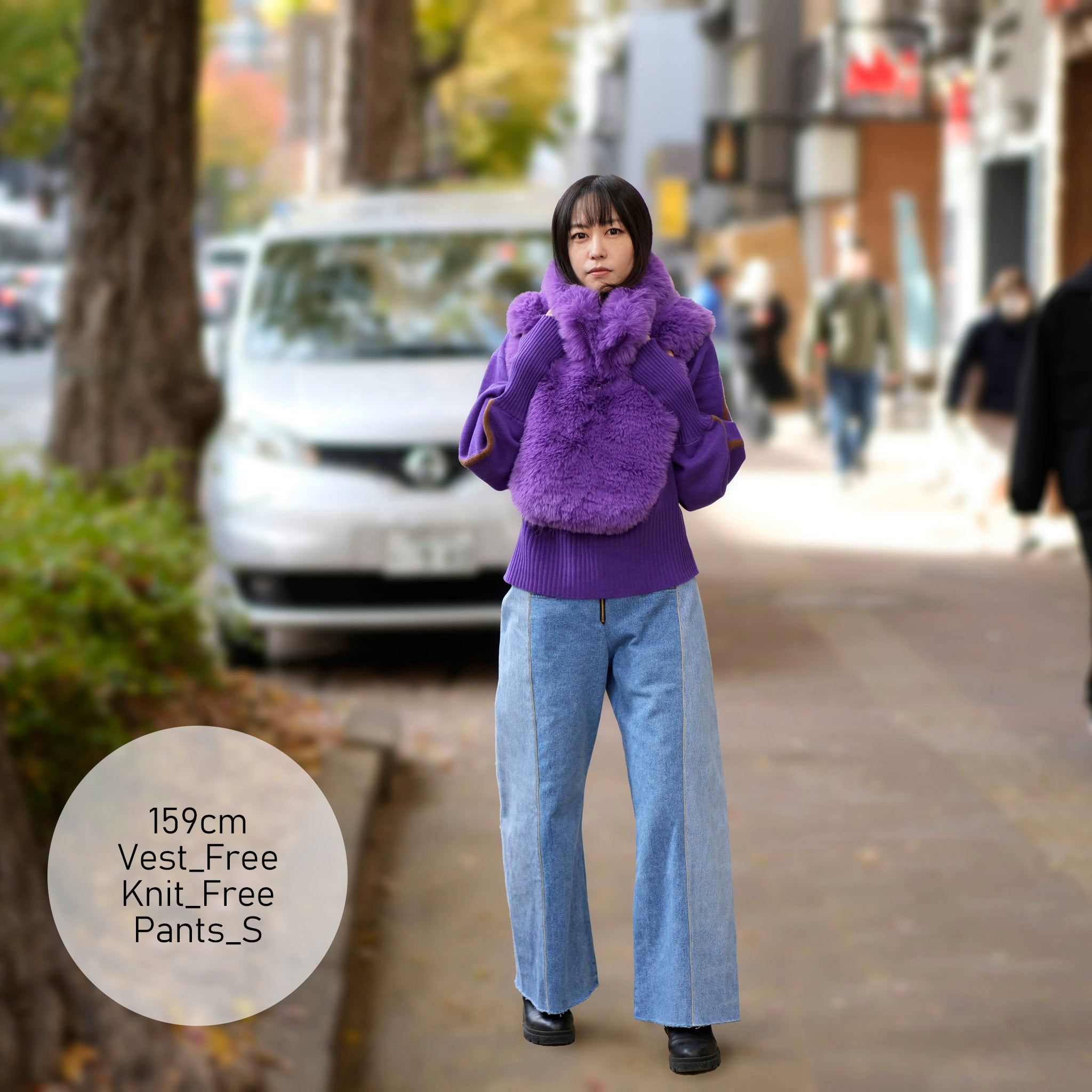 Sleeve line knit – Purple | WHYTO