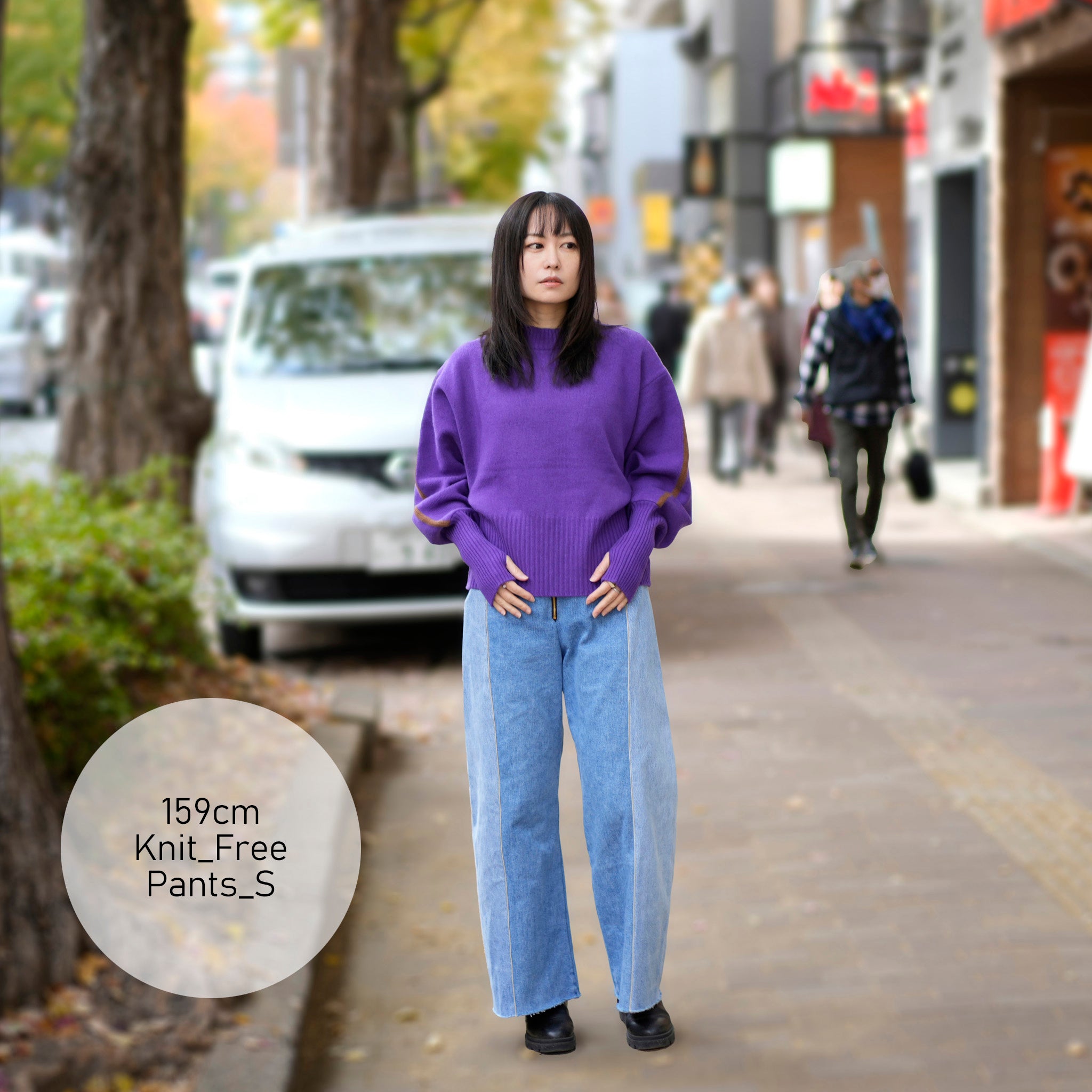 Sleeve line knit – Purple | WHYTO