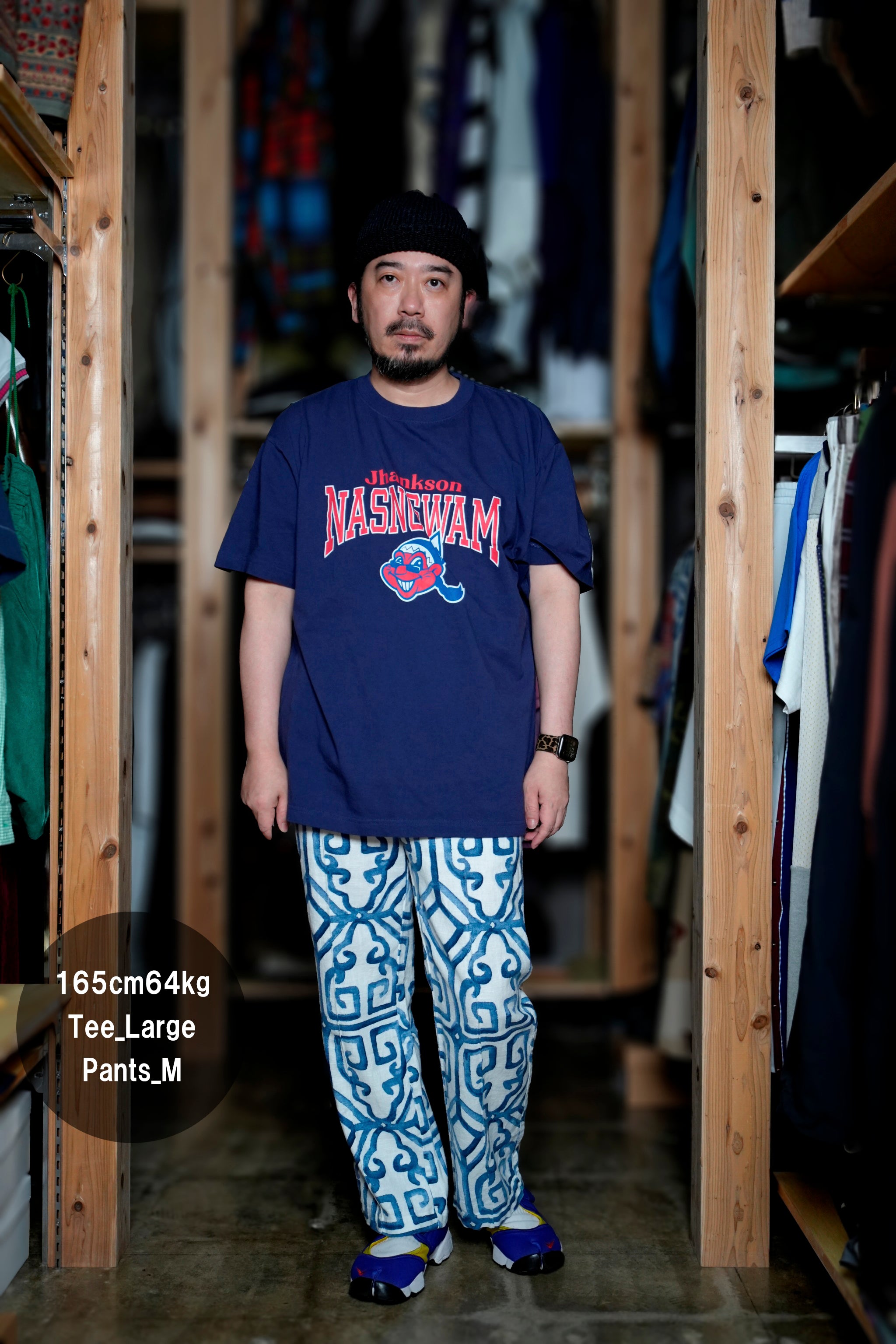 JC2484907 | Nasngwam.×Jhanksn PARK TEE | Color:Navy / Ash Gray【NASNGWAM_ナスングワム】【ネコポス選択可能】