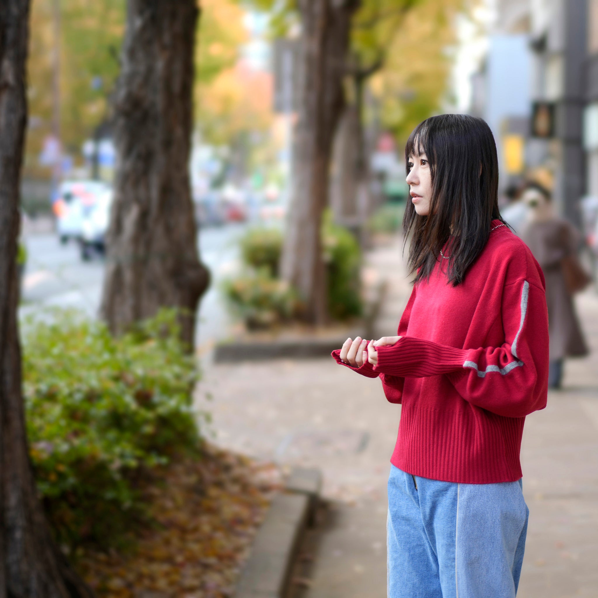 Sleeve line knit – Red | WHYTO