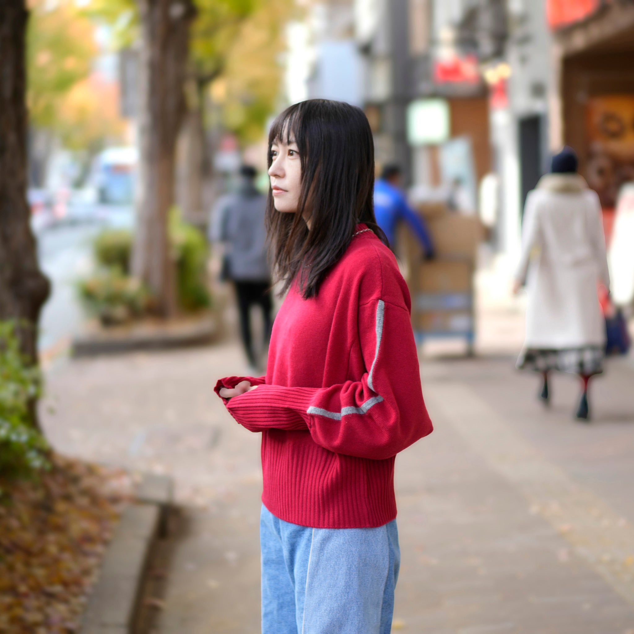 Sleeve line knit – Red | WHYTO