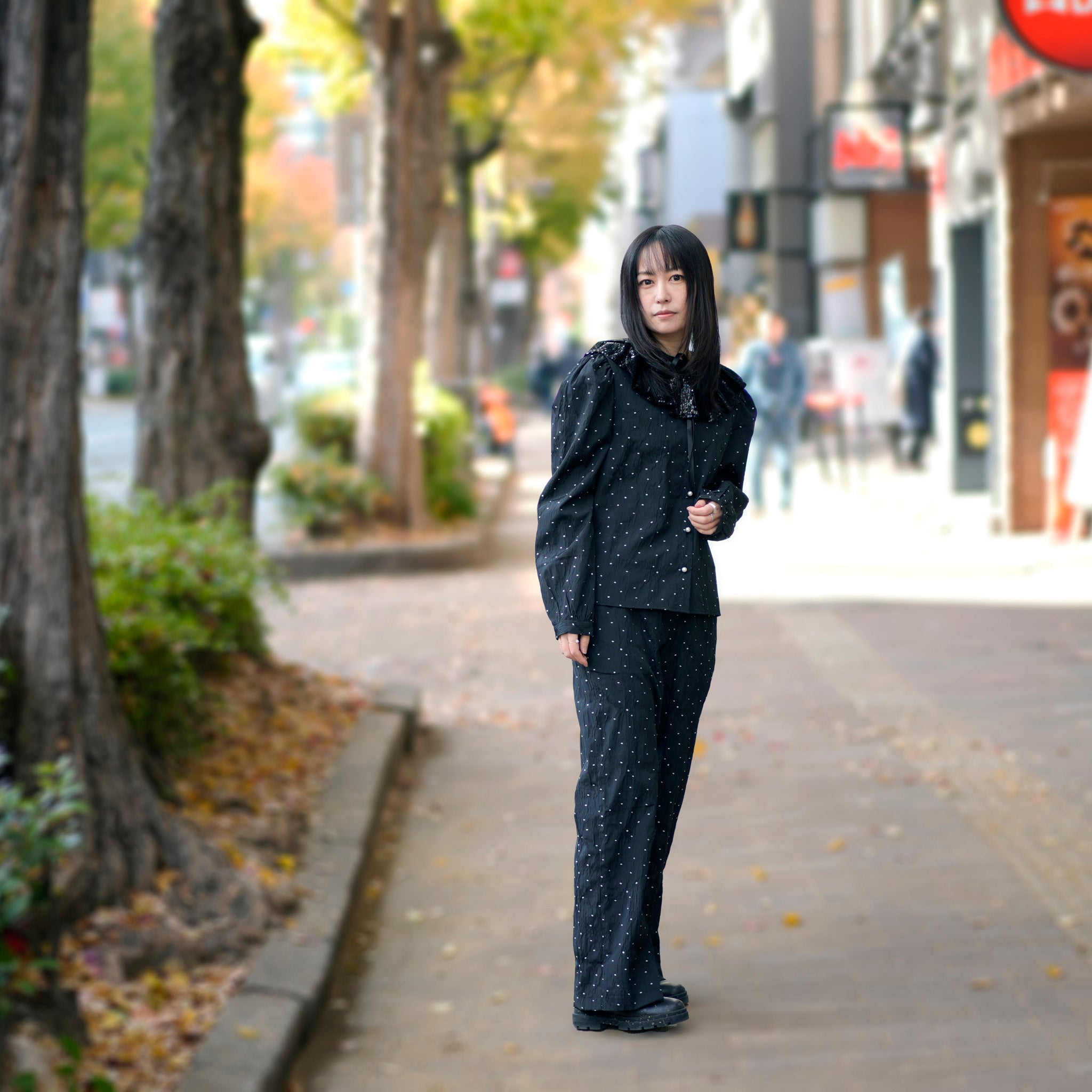 30SJ03BL1231BLK | Waltz Sequin Collar Blouse【SISTER JANE_シスタージェーン】