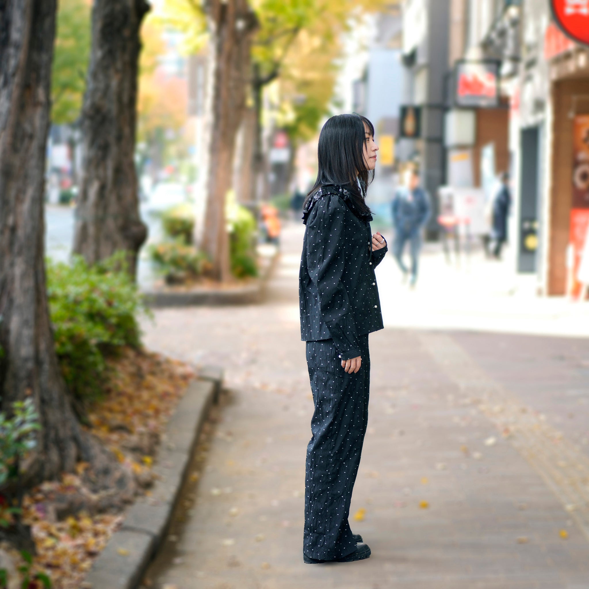 30SJ03BL1231BLK | Waltz Sequin Collar Blouse【SISTER JANE_シスタージェーン】